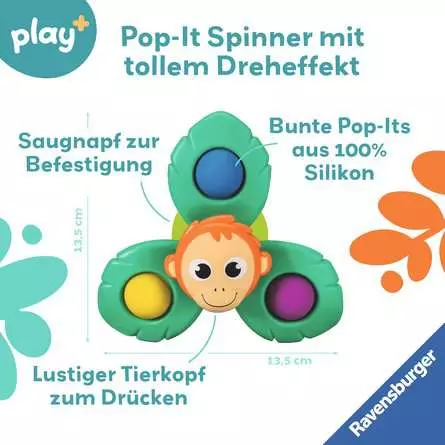 Play+ Pop-it Spinner: Affe - Babyspielzeug ab 6 Monaten