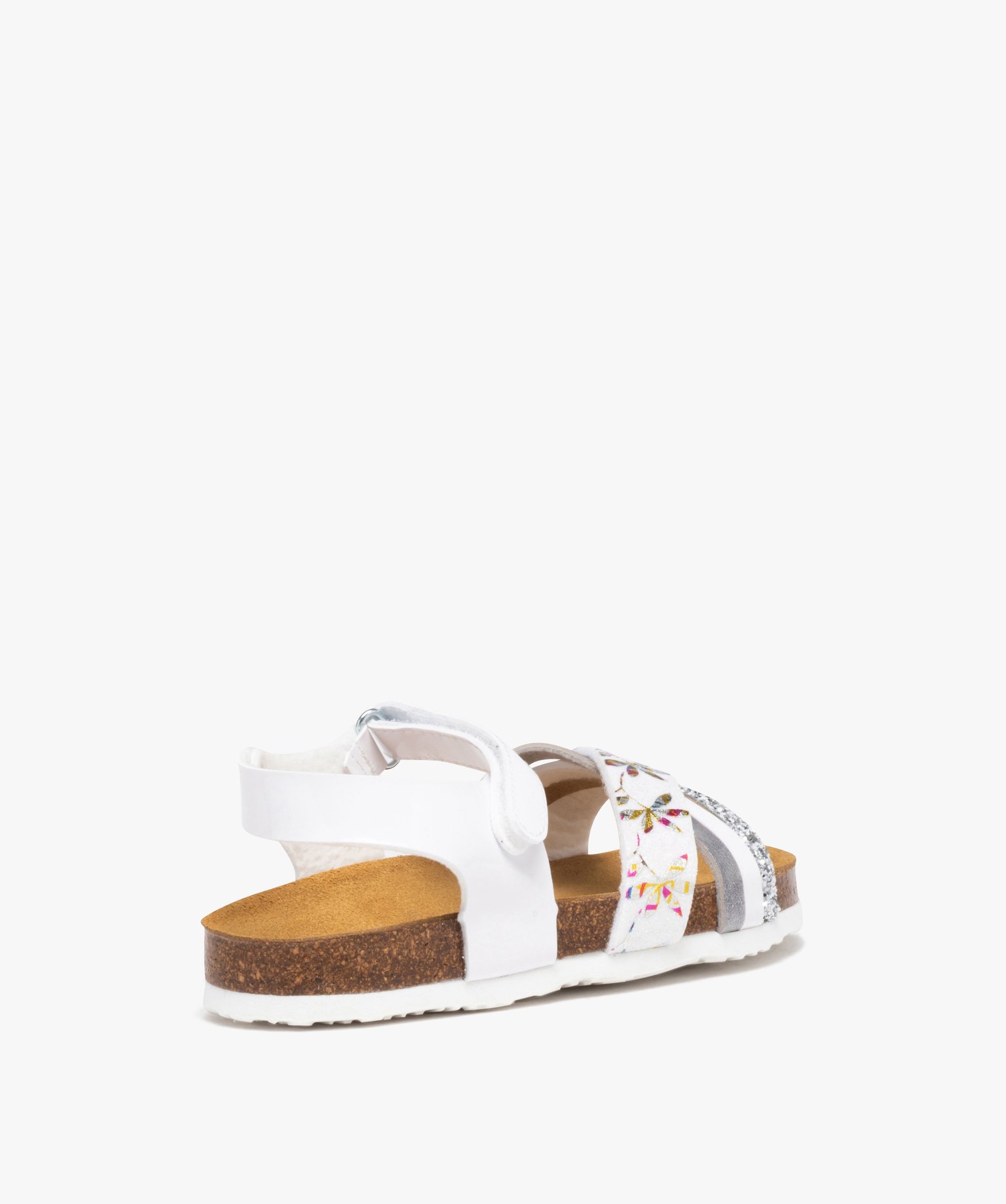 Sandales fille à brides croisées irisées et à paillettes blanc | GEMO