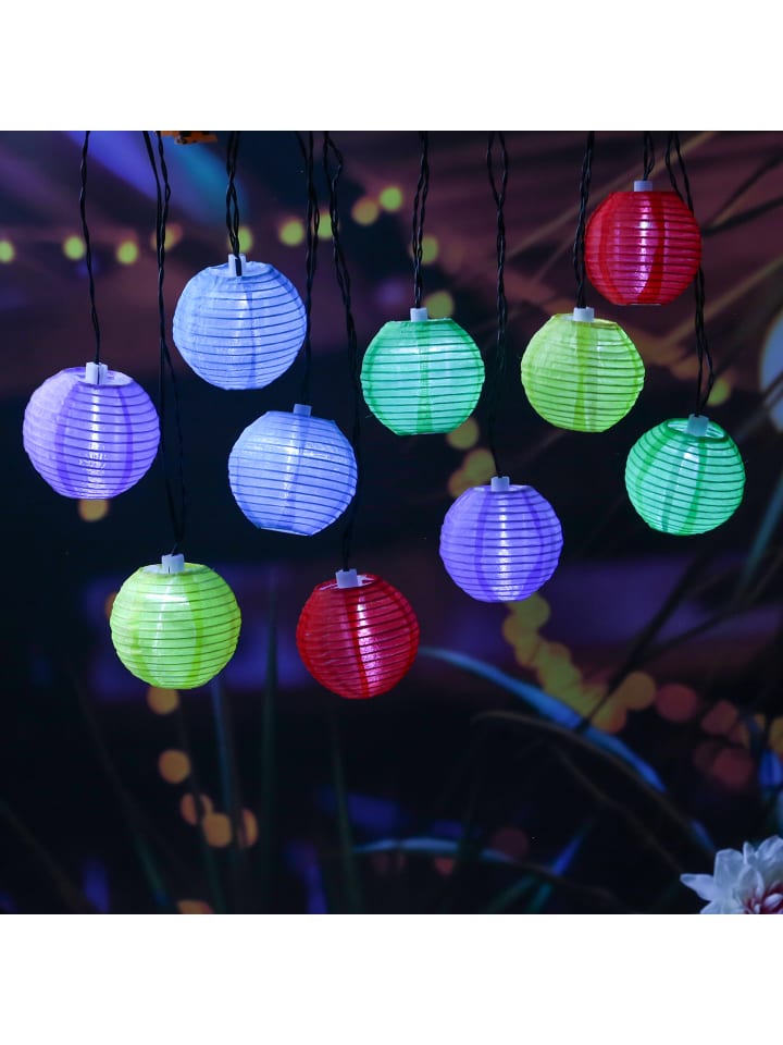 MARELIDA LED Solar Lichterkette 10 Lampions in bunt - L: 3,9m günstig kaufen onesize