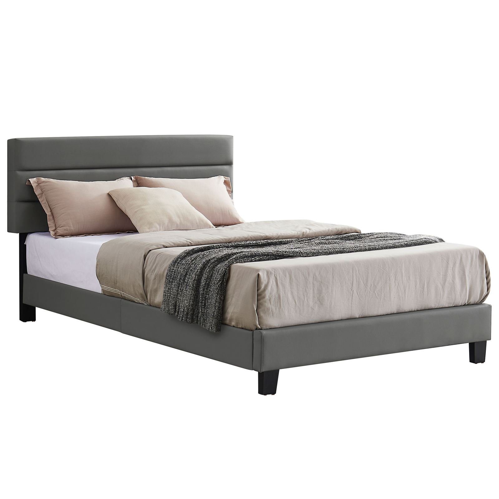 CARO-Möbel Polsterbett GREENPORT, Polsterbett 120x200 cm mit Kunstleder grau Bett Jugendbett Einzelbett