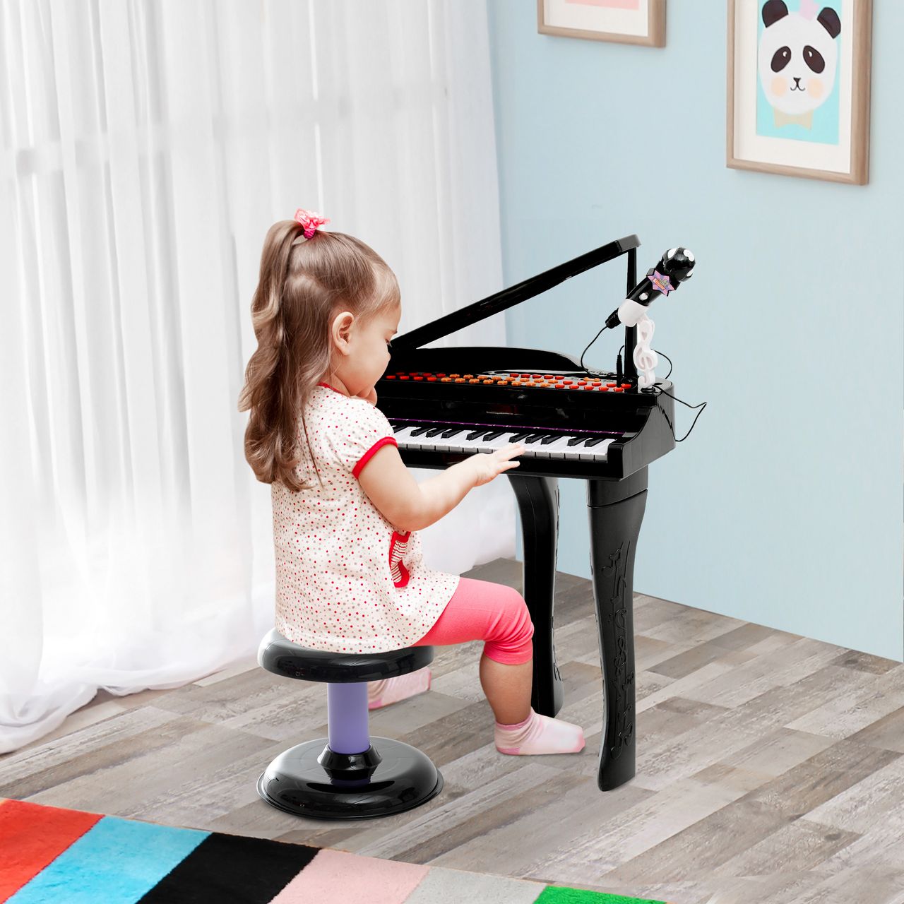 HOMCOM Kinder Klavier Mini-Klavier Piano Keyboard Musikinstrument MP3 mit Hocker