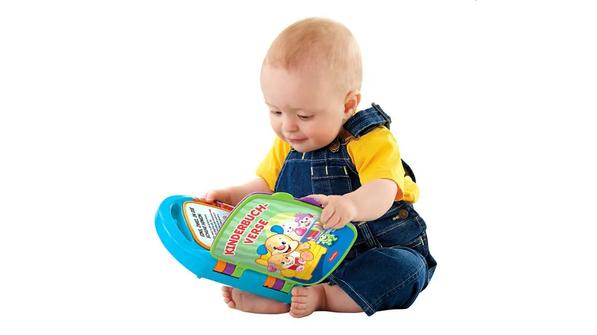 Fisher-Price Lernspaß Liederbuch (blau), Baby-Spielzeug mit Musik, Lernspielzeug