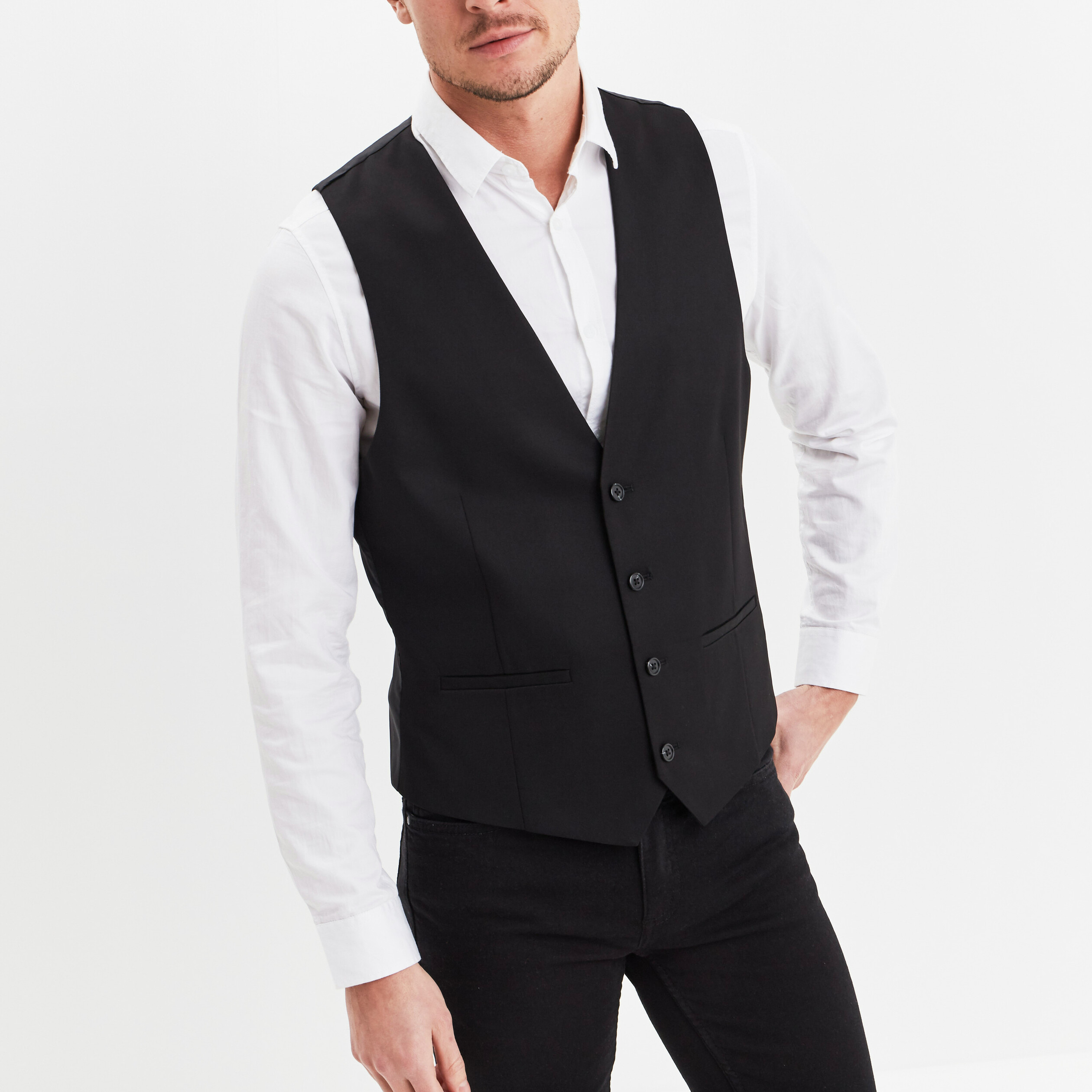 Veston droit boutonné noir homme | La Halle