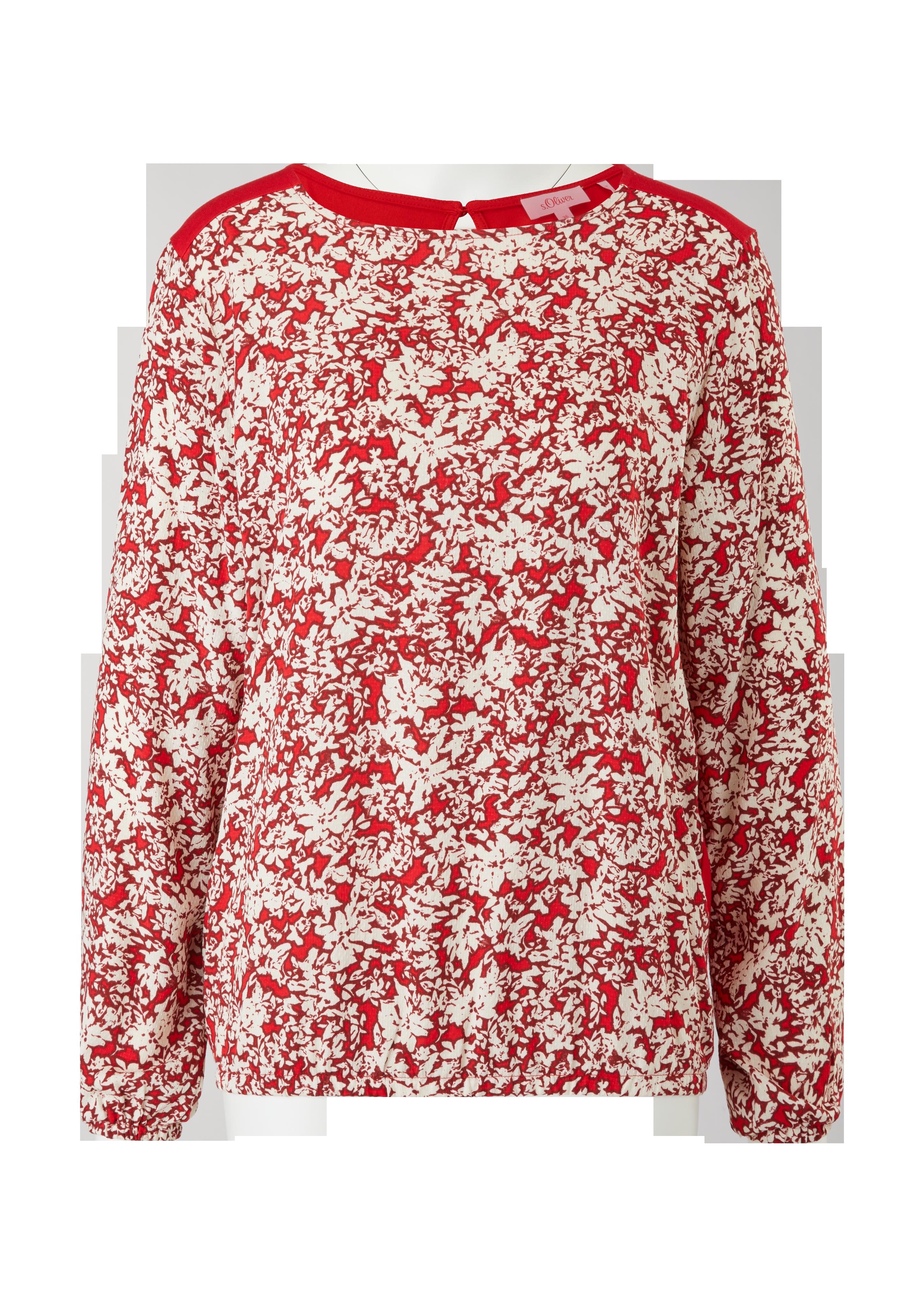 Materialmix-Bluse mit Print  2121780-31A1
