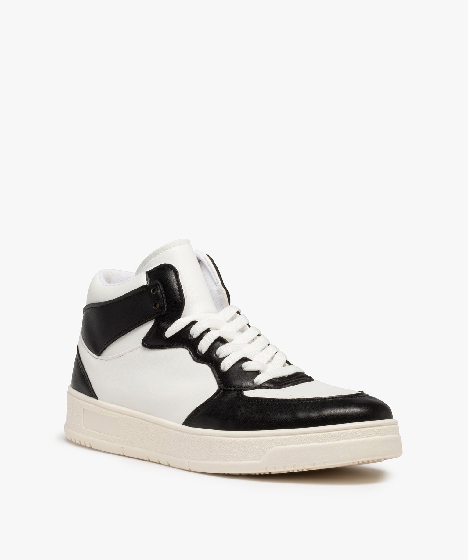 Baskets homme mid-cut bicolores à lacets blanc | GEMO