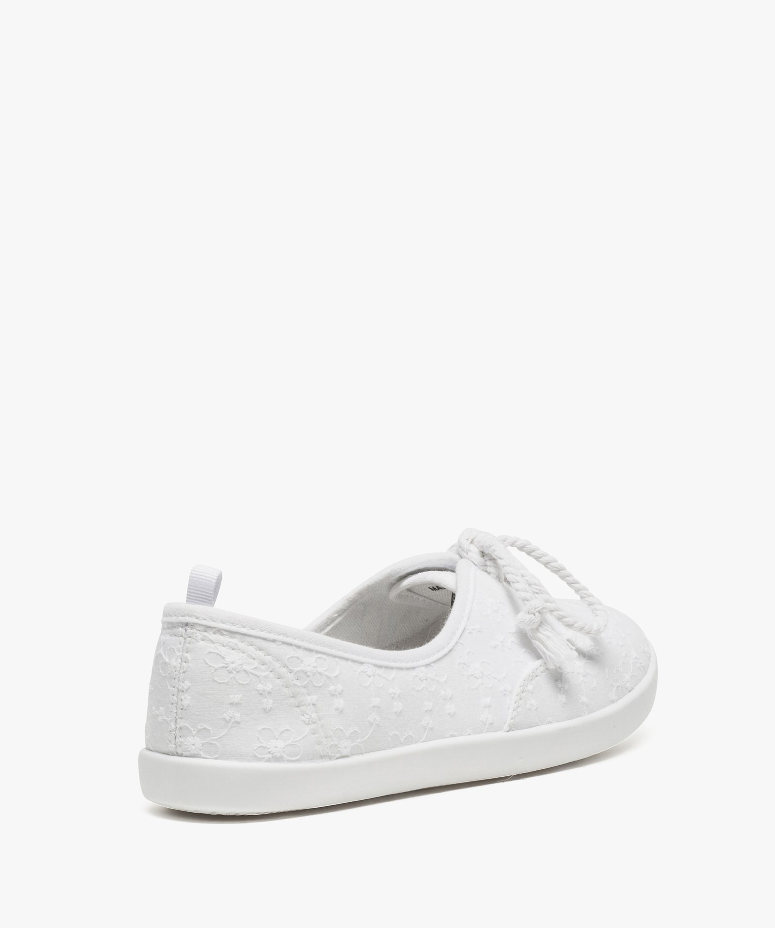 Baskets femme fines en toile avec lacets cordelette blanc | GEMO