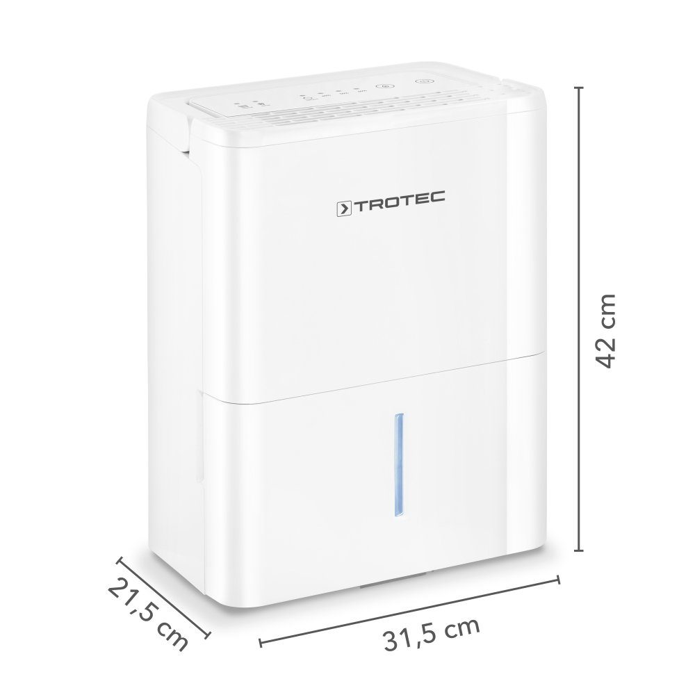 TROTEC Luftentfeuchter TTK 32 E, für 37 m³ Räume, Entfeuchtung 14,00 l/Tag, Tank 2,10 l, Hygrostatgesteuerte Entfeuchtungsautomatik