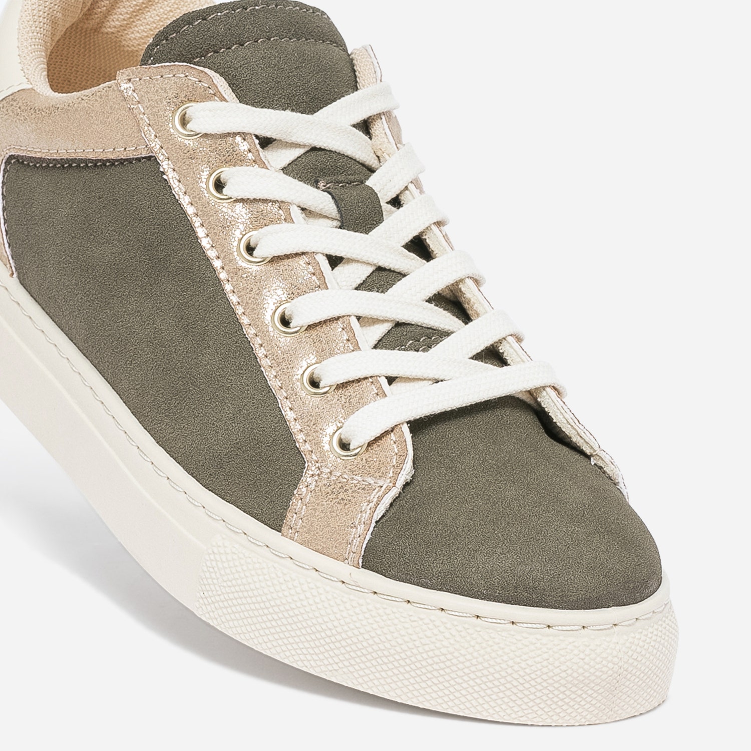 Tennis TEXTO kaki, beige et dorée