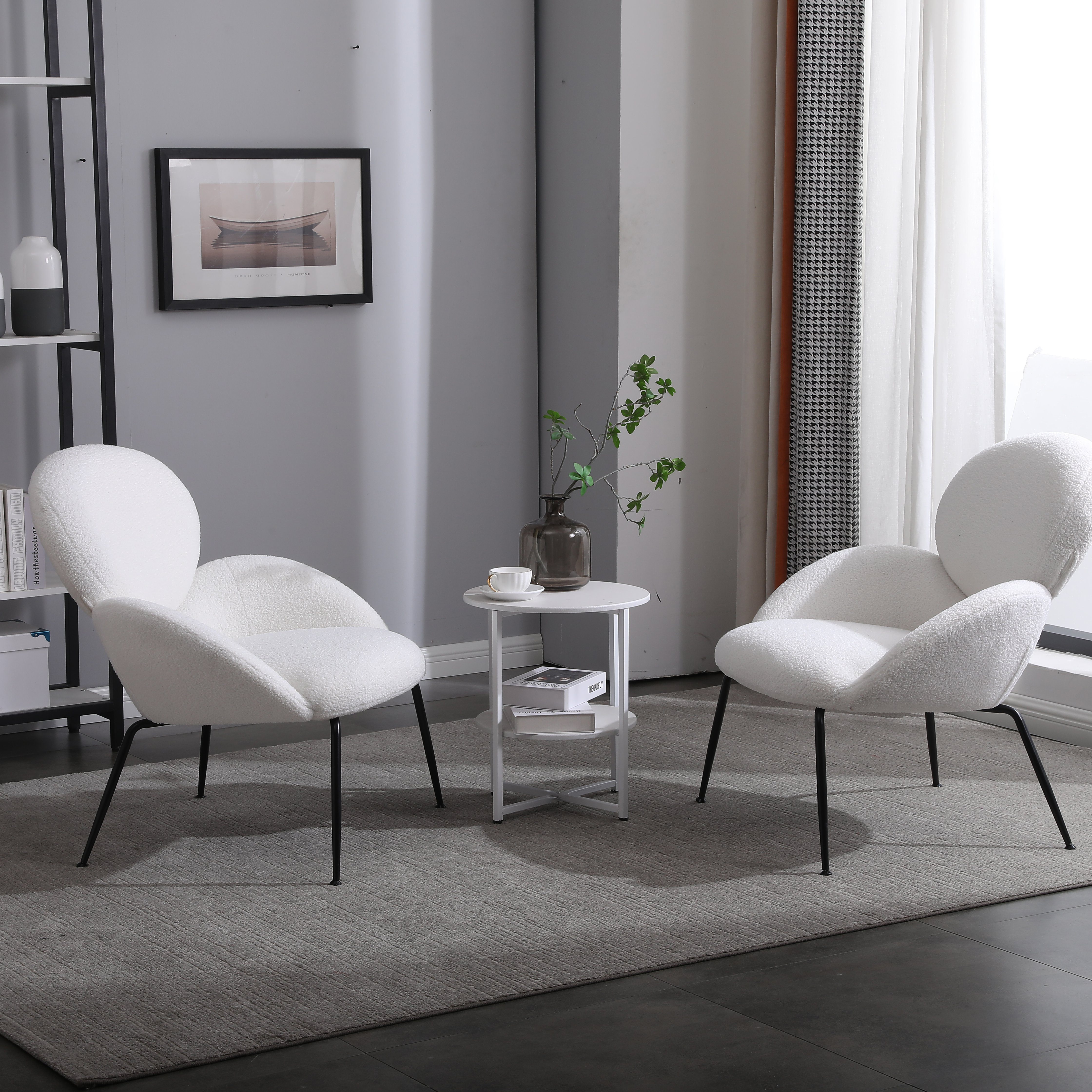 OKWISH Relaxsessel Loungesessel Fernsehsessel Polstersessel Polsterstuhl (geeignet für Wohnzimmer und Schlafzimmer Schminkstühle, weich gepolsterte Stoff Charakteristik Armlehne moderner Freizeitstuhl), Teddy Samt Metallbein Ankleide Stuhl
