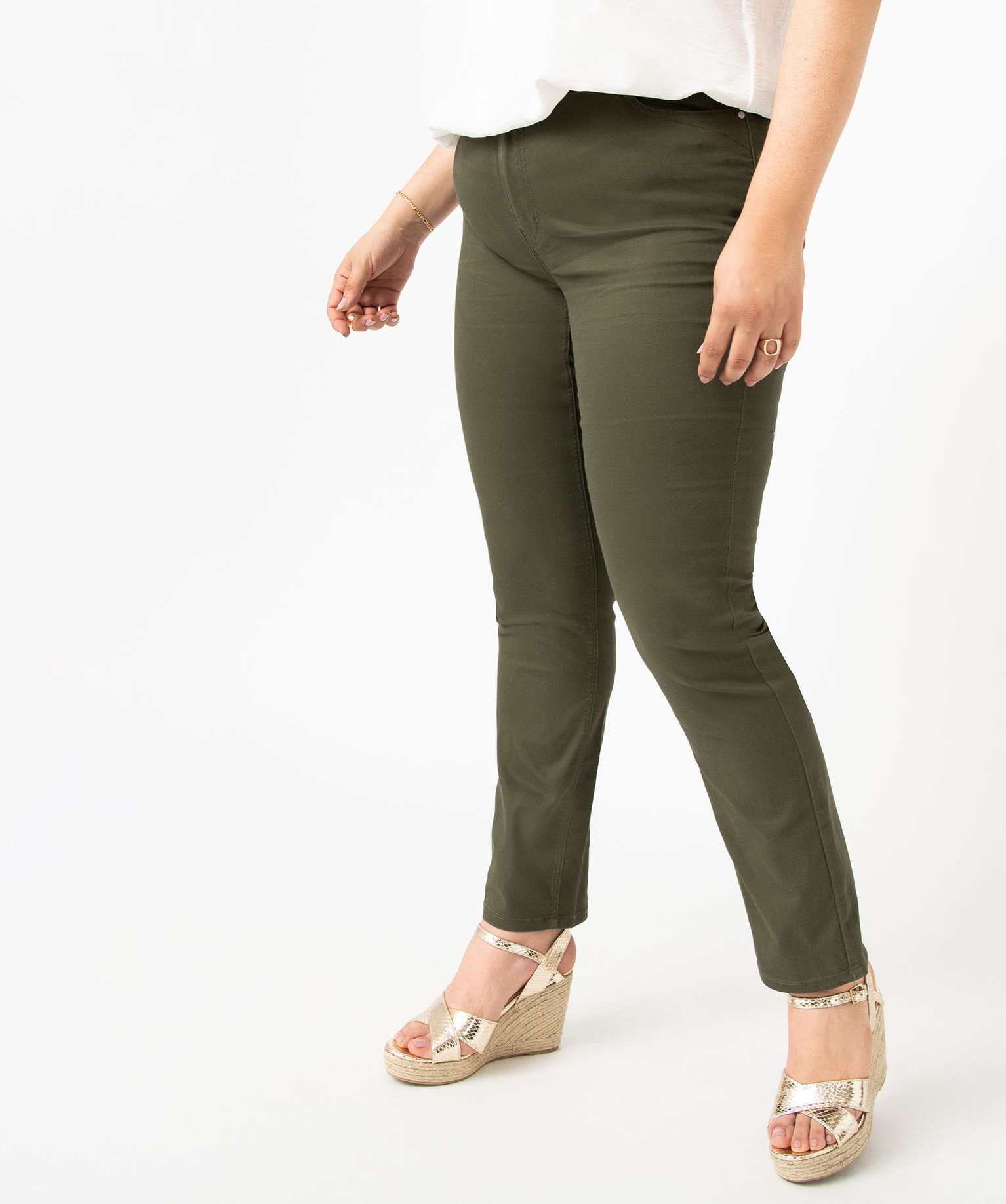 Pantalon femme grande taille coupe Regular kaki | GEMO