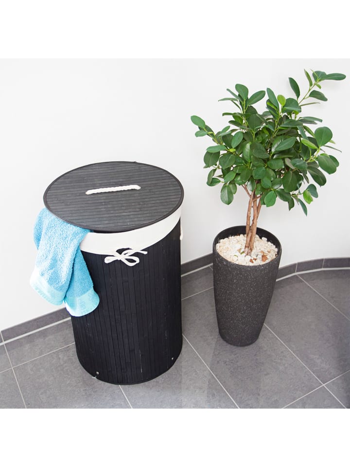relaxdays Wäschekorb in Schwarz - (H)65 x Ø41 cm günstig kaufen onesize