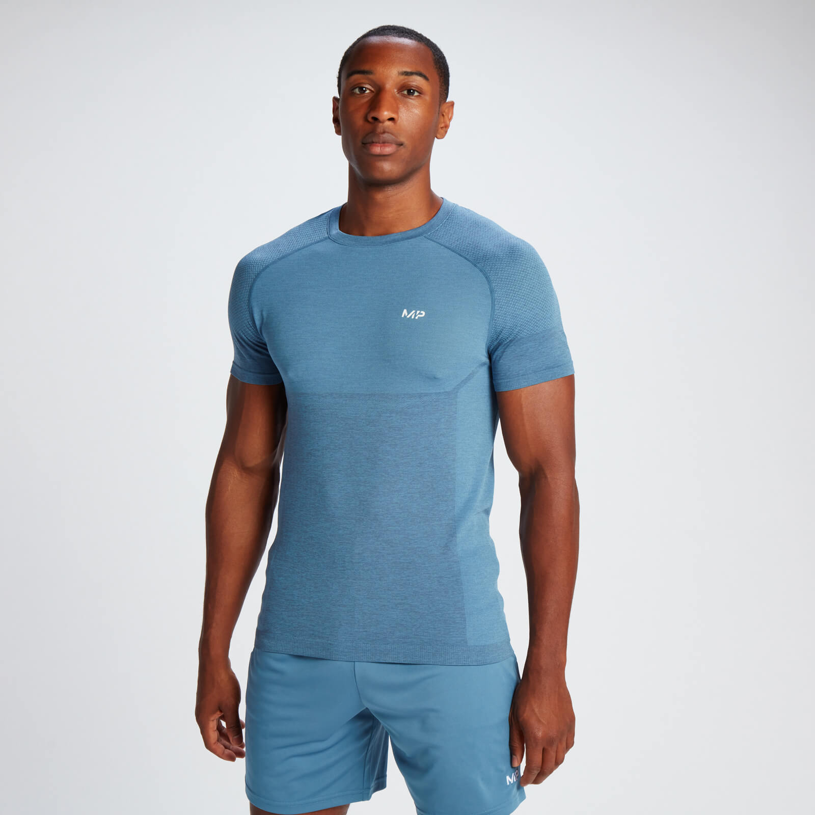 T-shirt sans coutures à manches courtes MP pour hommes – Bleu anthracite