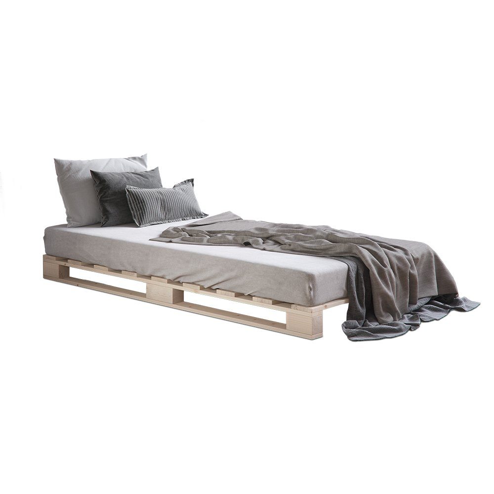 VitaliSpa® Massivholzbett Palettenbett Holzbett Palettenmöbel 90 x 200 cm Natur