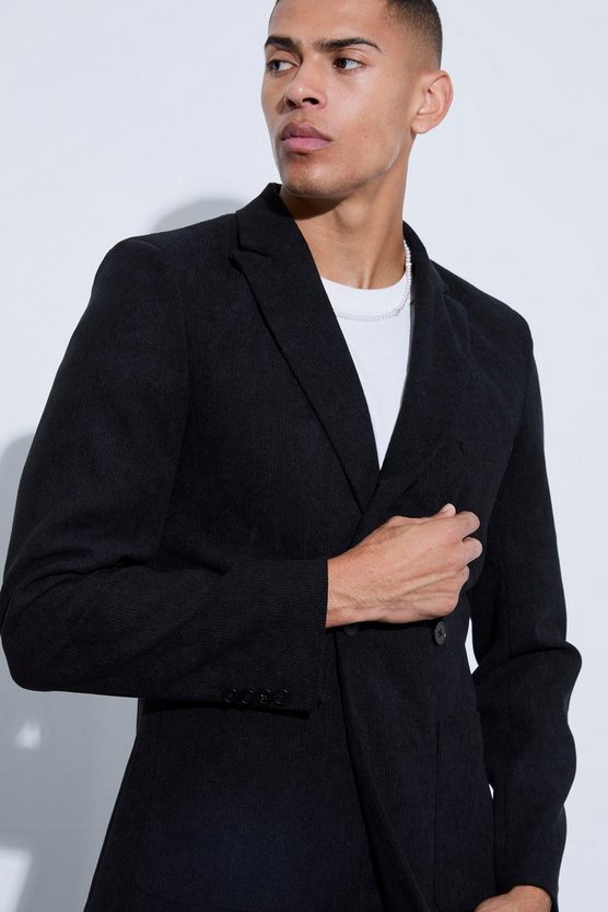 Zweireihiger Skinny Cord-Blazer