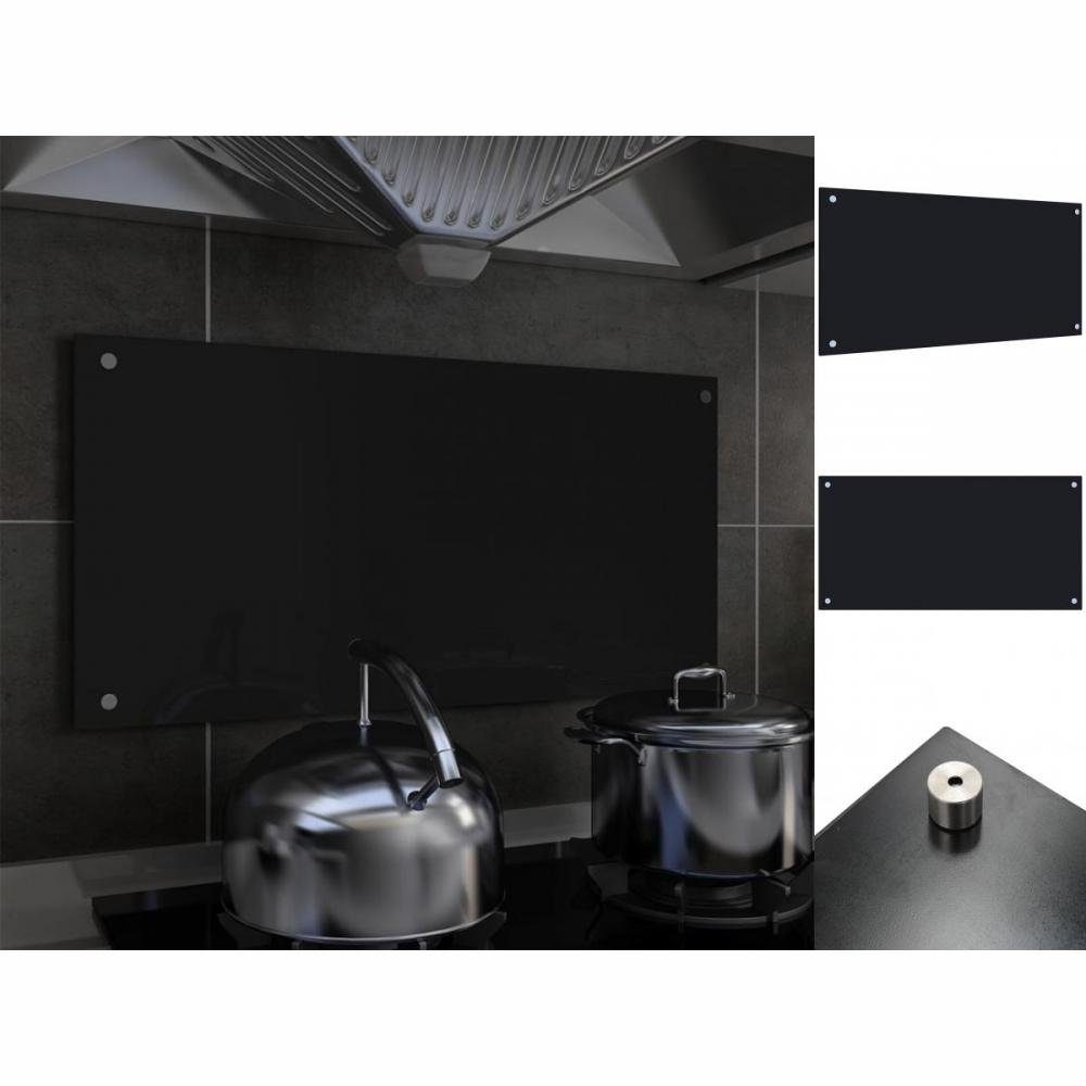 vidaXL Küchenrückwand Küchenrückwand Schwarz 80 x 40 cm Hartglas Nieschenverkleidung Spritzs