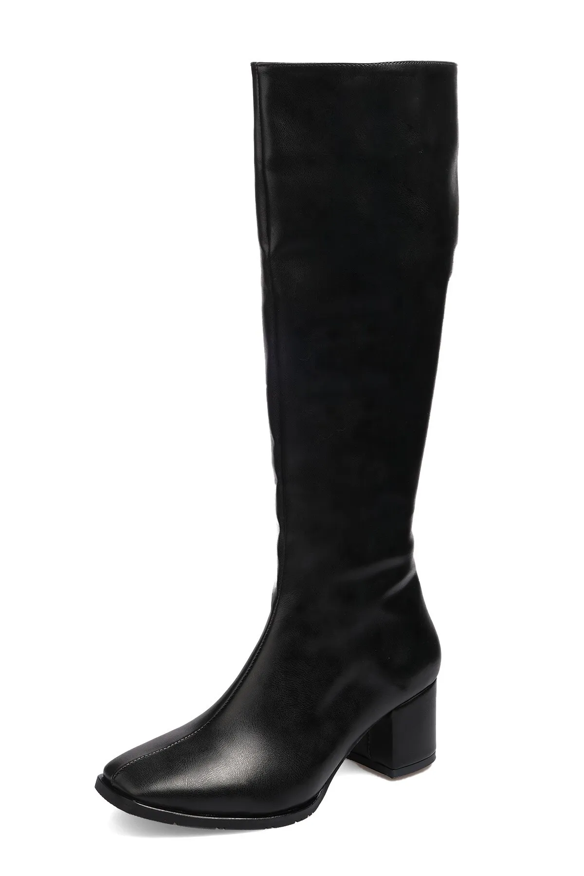 Mio Gusto  Courtney Schwarzer Damen-Stiefel mit seitlichem Reißverschluss, dünne, mit Kunstfell gefütterte, stumpfe Zehenpartie