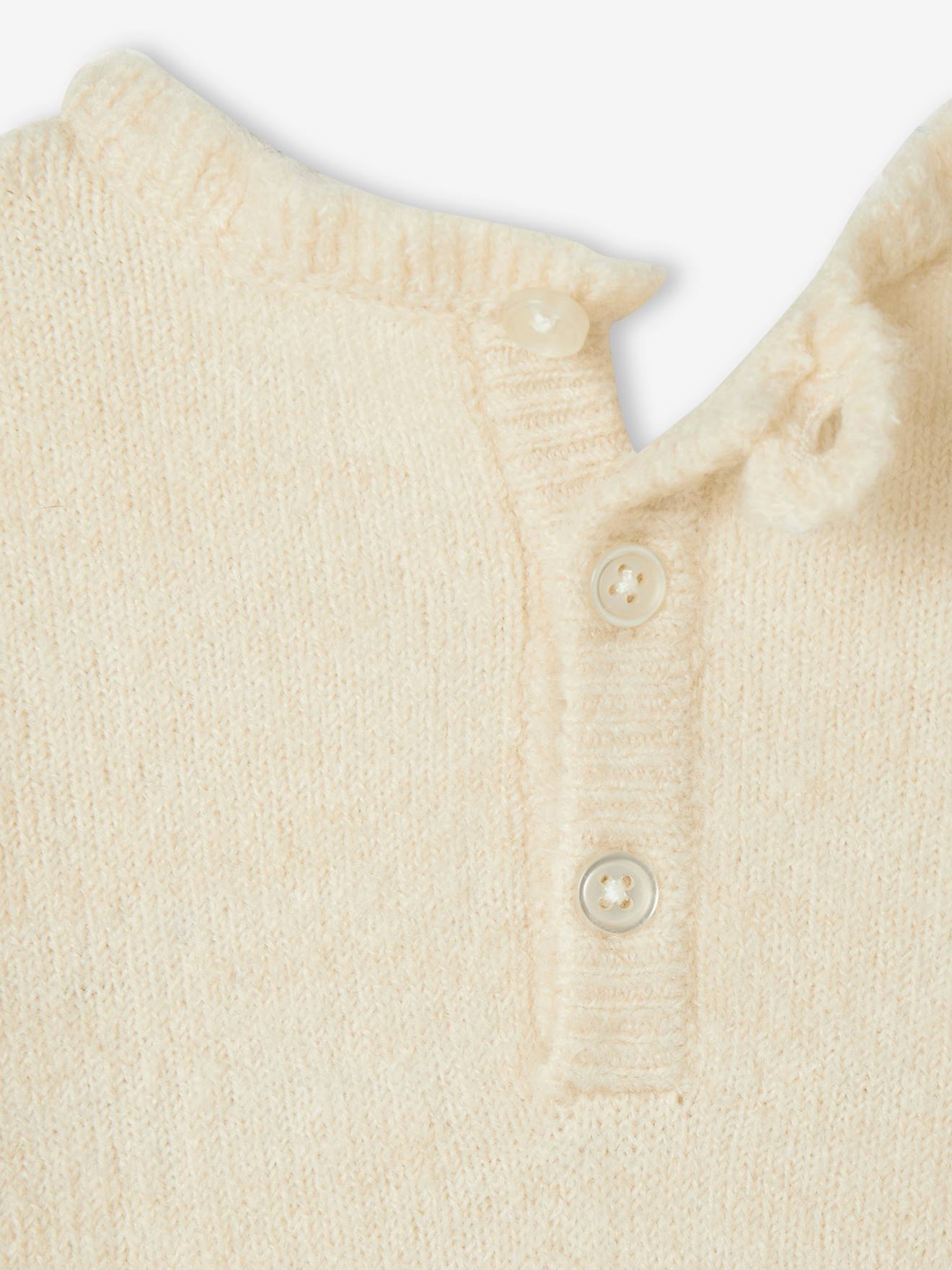 Vertbaudet Baby Weihnachts-Pullover mit Rüschenkragen - wollweiß