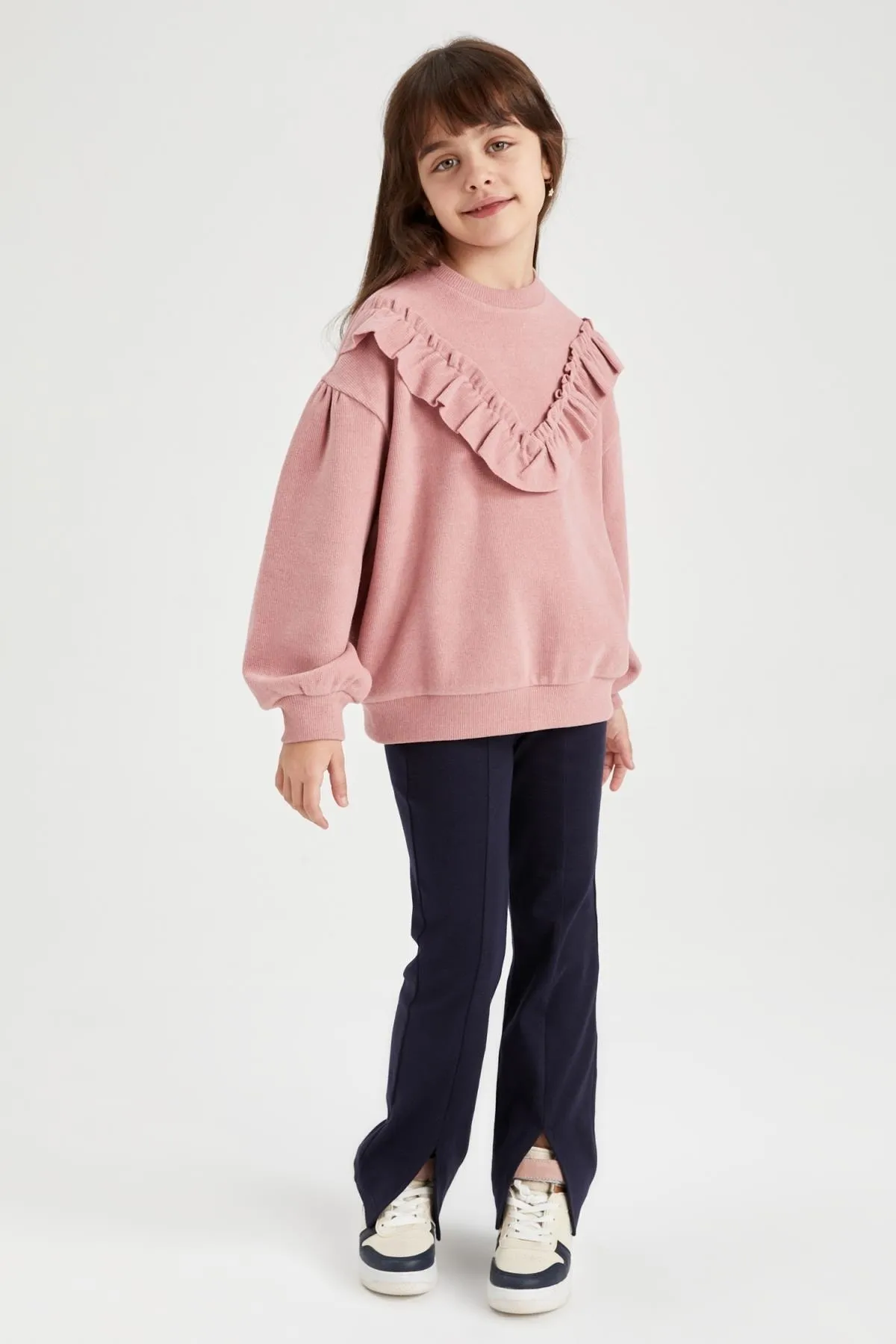 DeFacto  Mädchen-Sweatshirt mit Rundhalsausschnitt