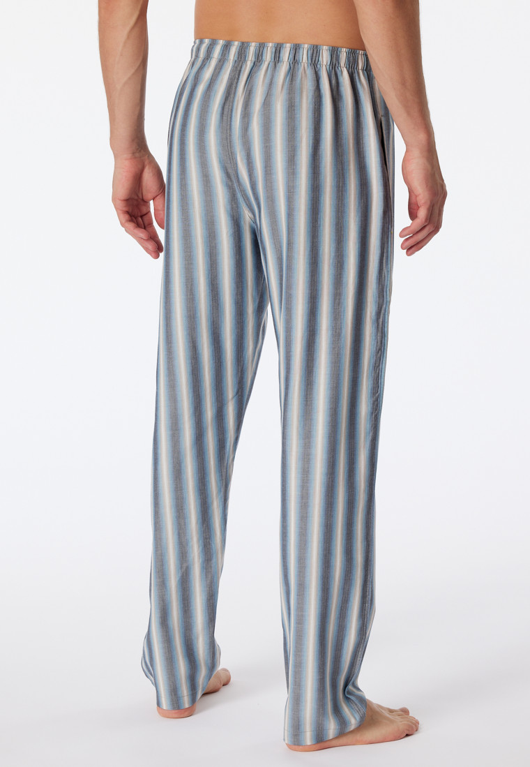 Loungehose lang Webware Organic Cotton Streifen blaugrau - Mix+Relax