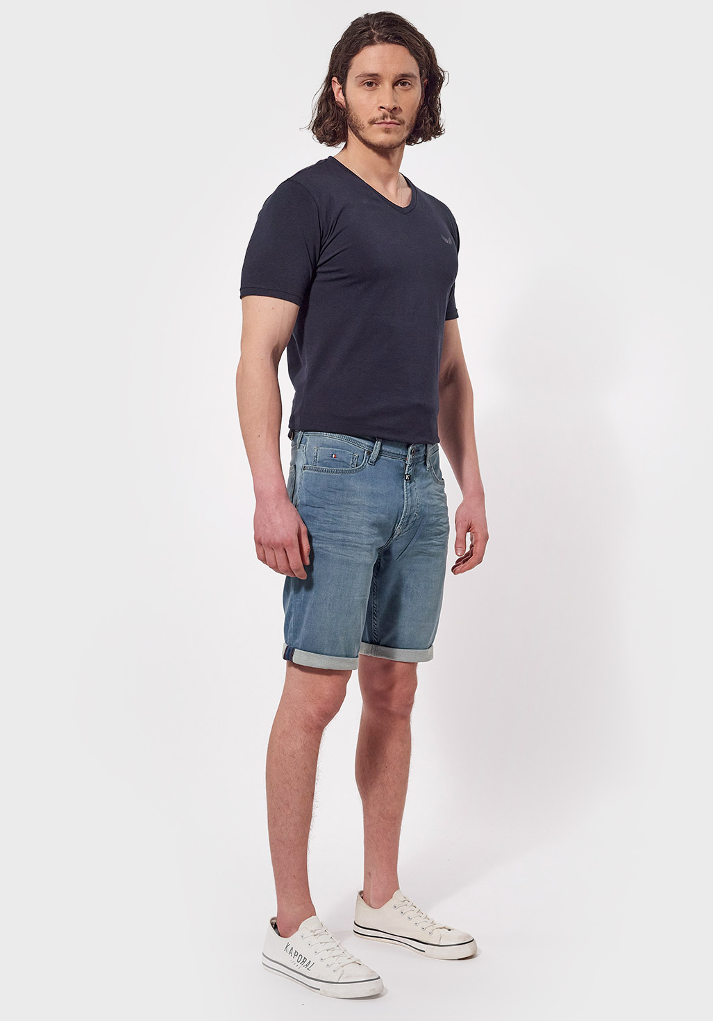 VIXTO  Bermuda en jean straight Homme bleu clair délavé
