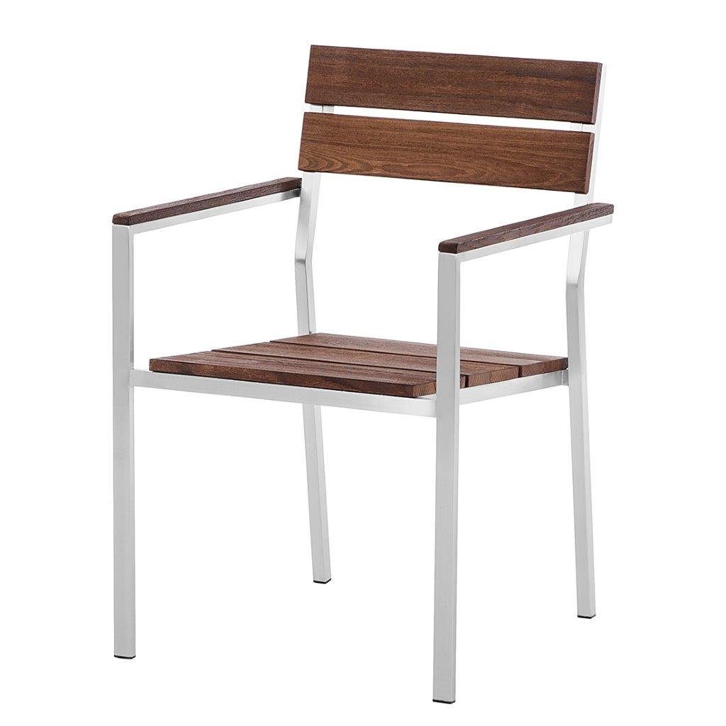 Home Feeling Gartenstuhl 2er Set Stapelstuhl Teakholz Edelstahl Soho, braun, ca. 56x61x86 cm
