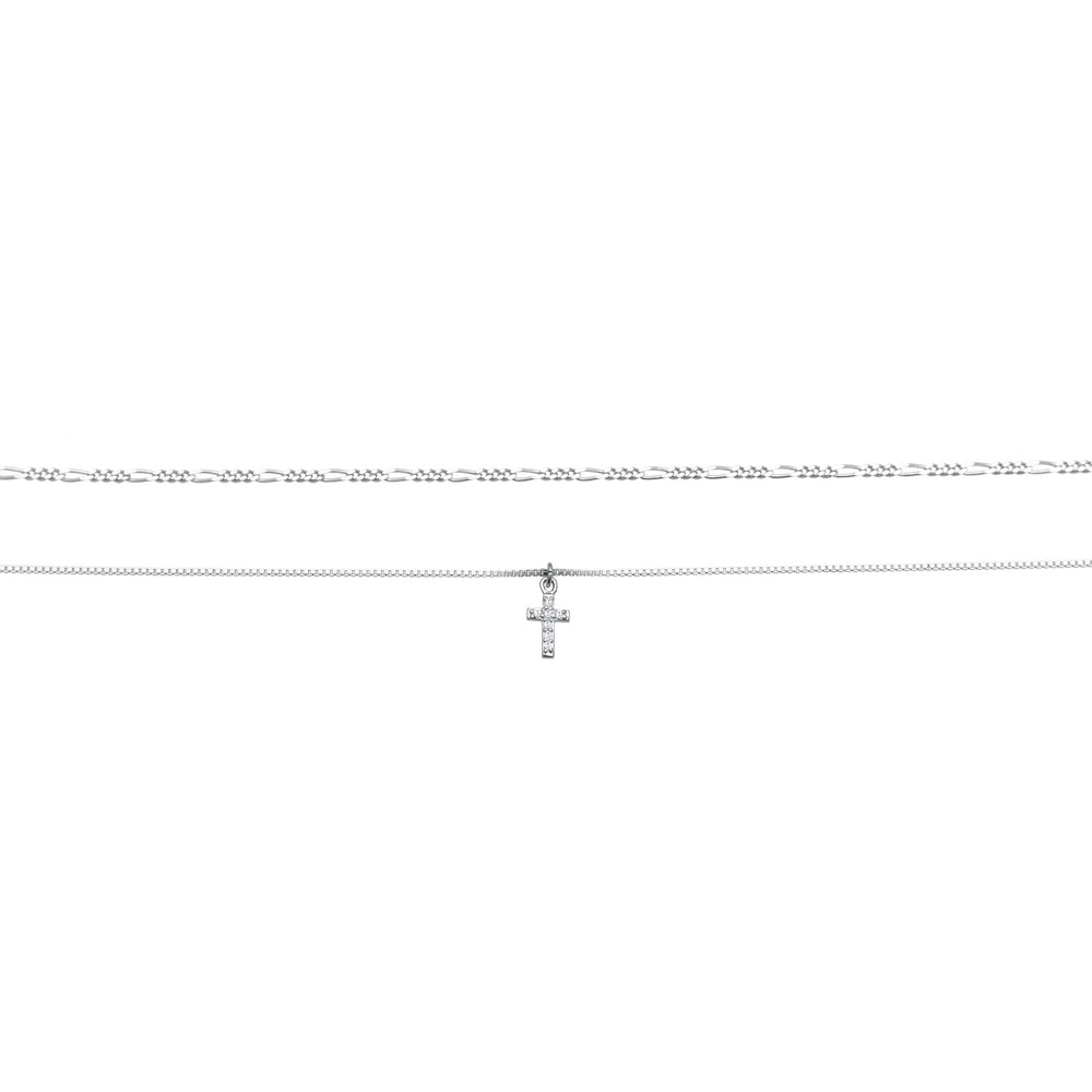Elli Elli Collier Femmes choker couches filigrane croix avec zircon en argent sterling collier