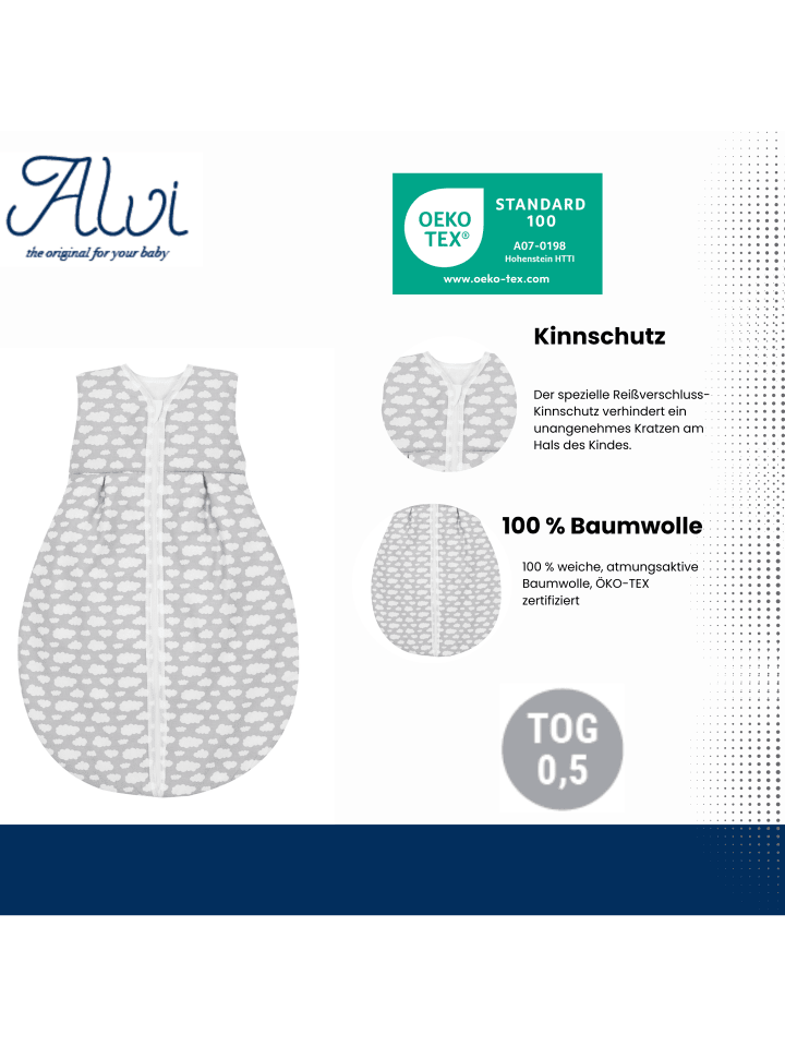Alvi Baby Kugelschlafsack Molton in Wolke Silber günstig kaufen