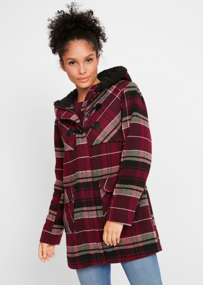 leicht wattierter Dufflecoat mit Kapuze