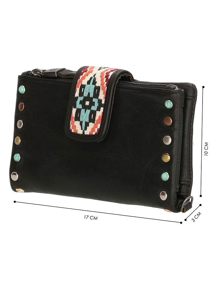 micmacbags Leder-Geldbörse in Schwarz - (B)17 x (H)10 x (T)3 cm günstig kaufen onesize