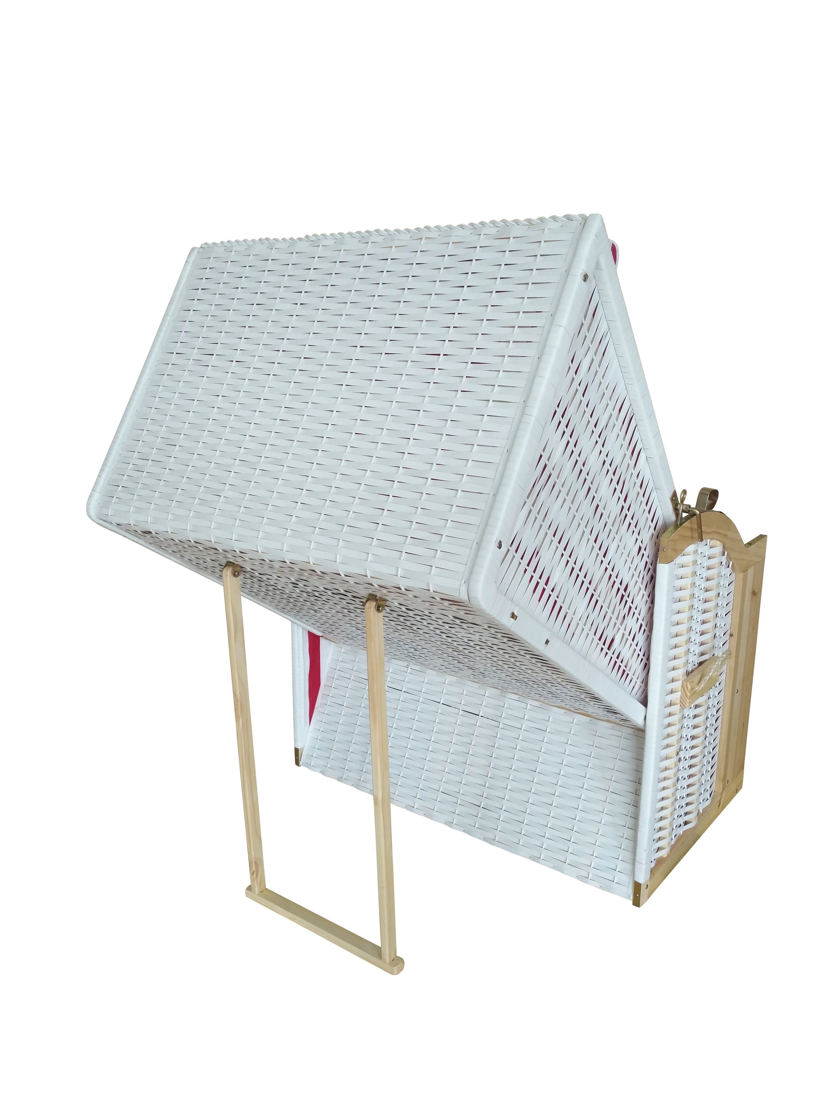 KONIFERA Strandkorb Föhr, BxTxH: 115x72x160 cm, Halblieger, Ostsee-Modell, 2-Sitzer, inkl. Klapptisch