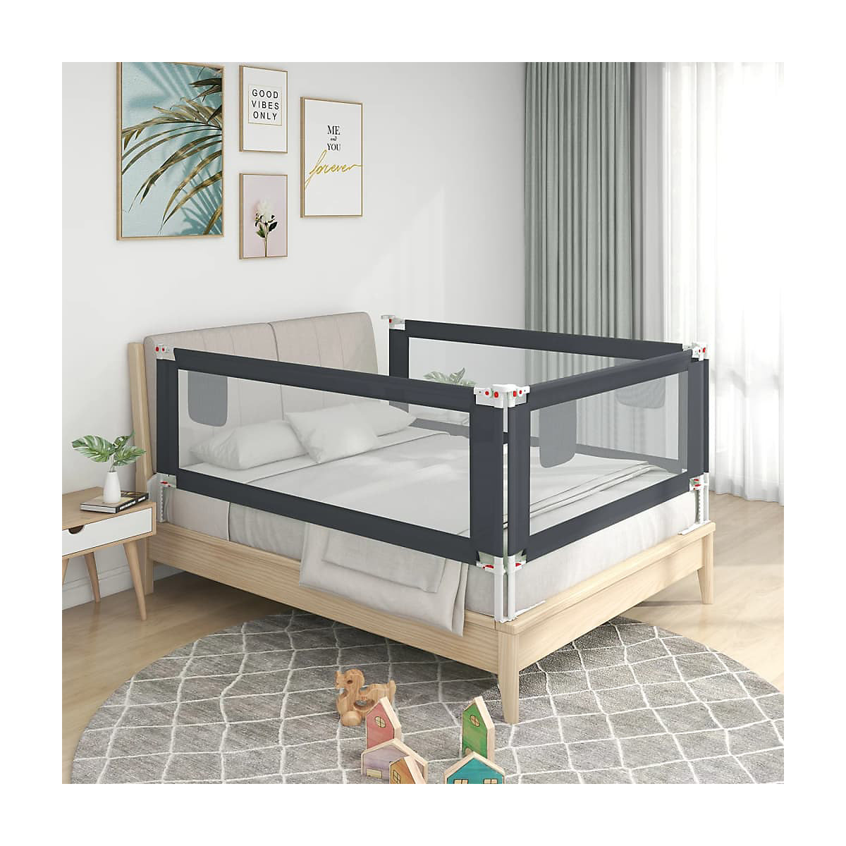 Kleinkind-Bettschutzgitter Dunkelgrau 140x25 cm Stoff