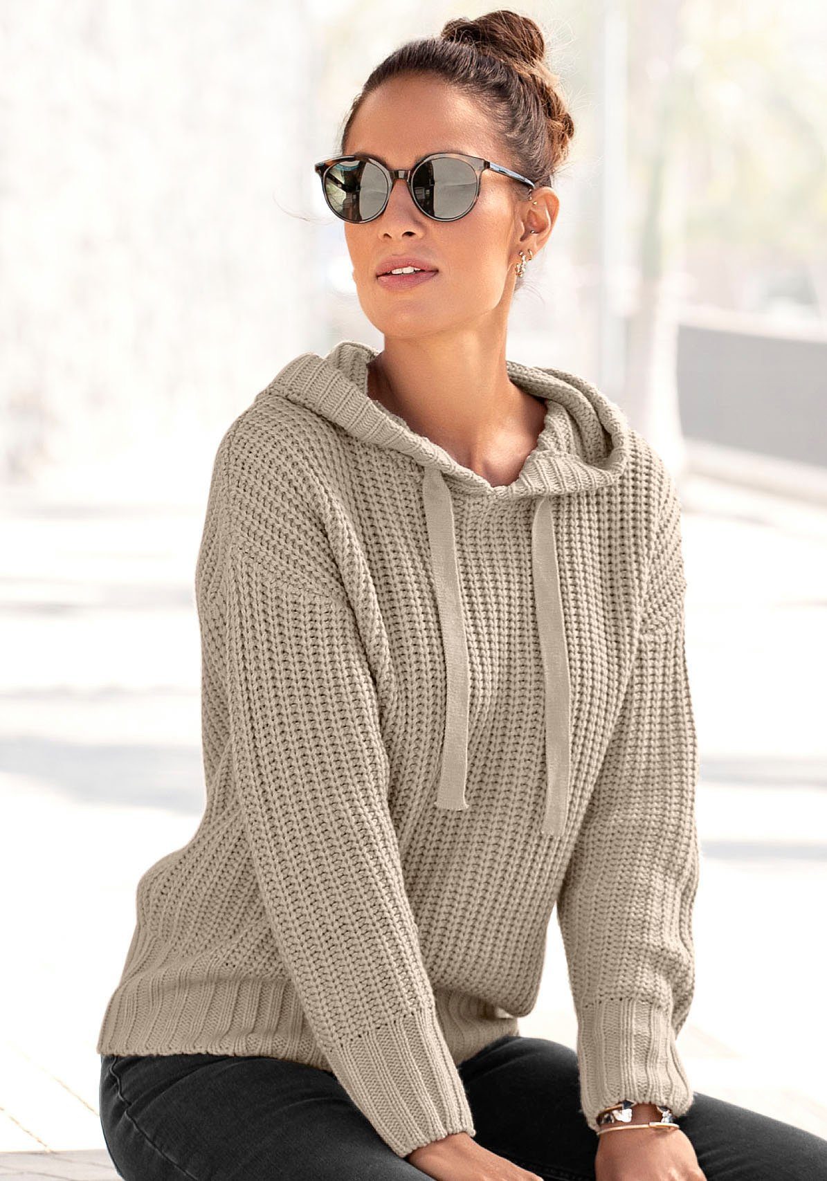 LASCANA Kapuzenpullover aus weichem Grobstrick