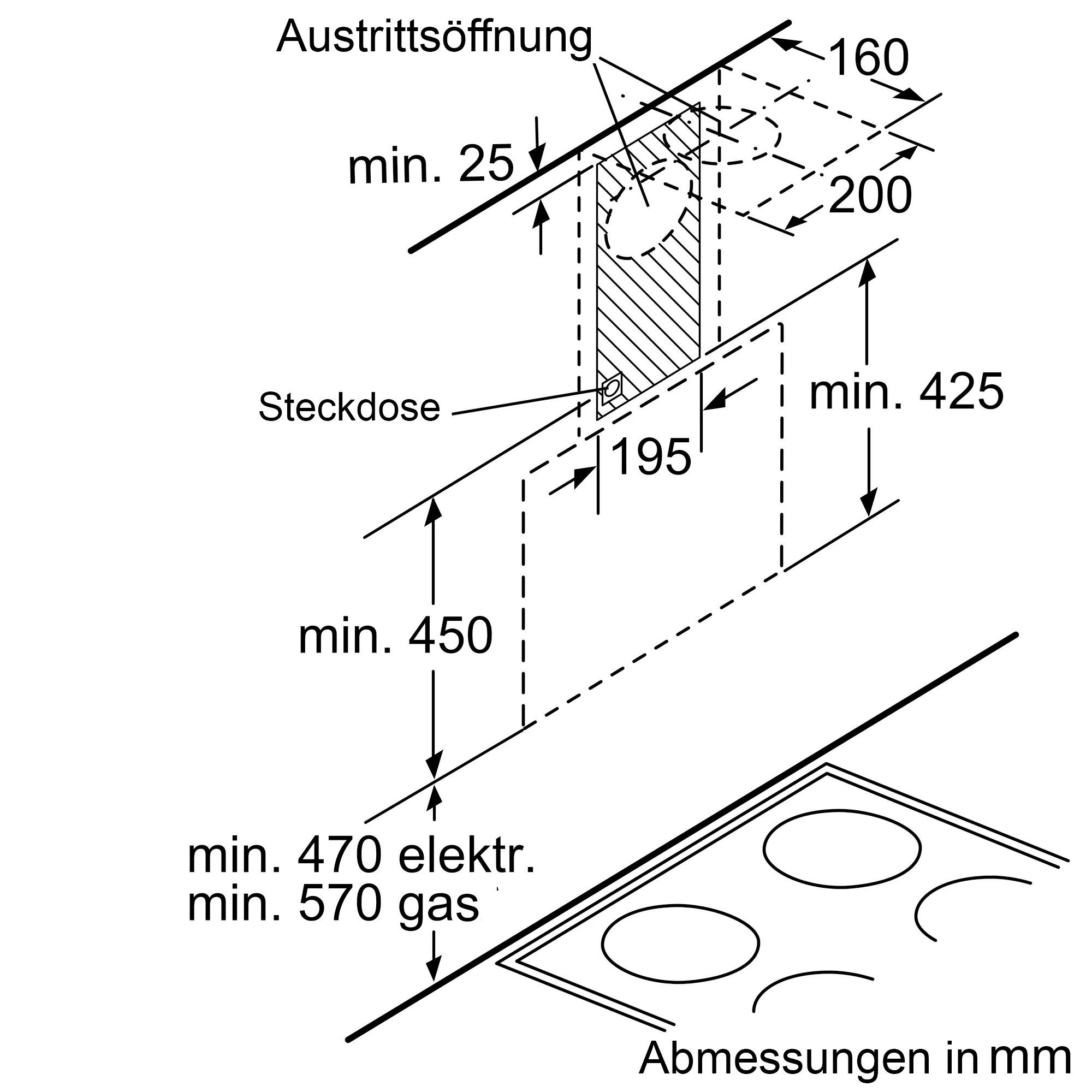 SIEMENS Kopffreihaube Serie iQ300 Siemens LC65KA670 iQ100 Kopffreihaube 60cm schwarz, LC65KA670, Randabsagung, Intensivstufe