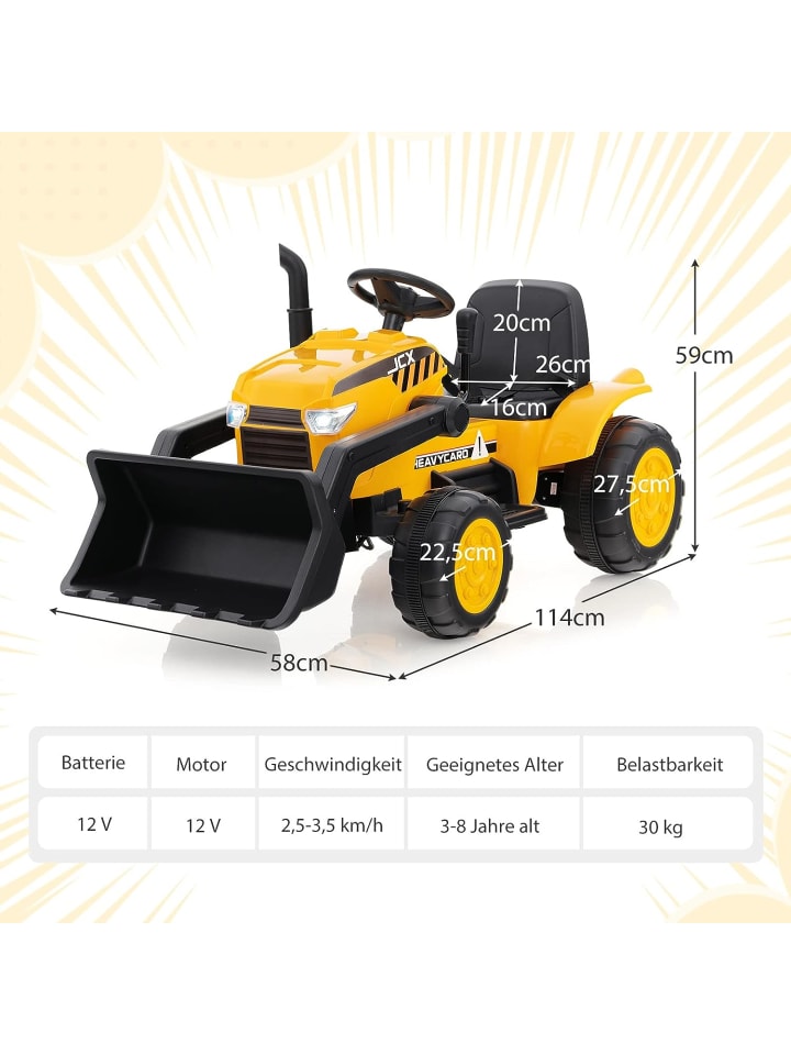 COSTWAY 12V Elektro Sitzbagger in Gelb günstig kaufen 115 cm