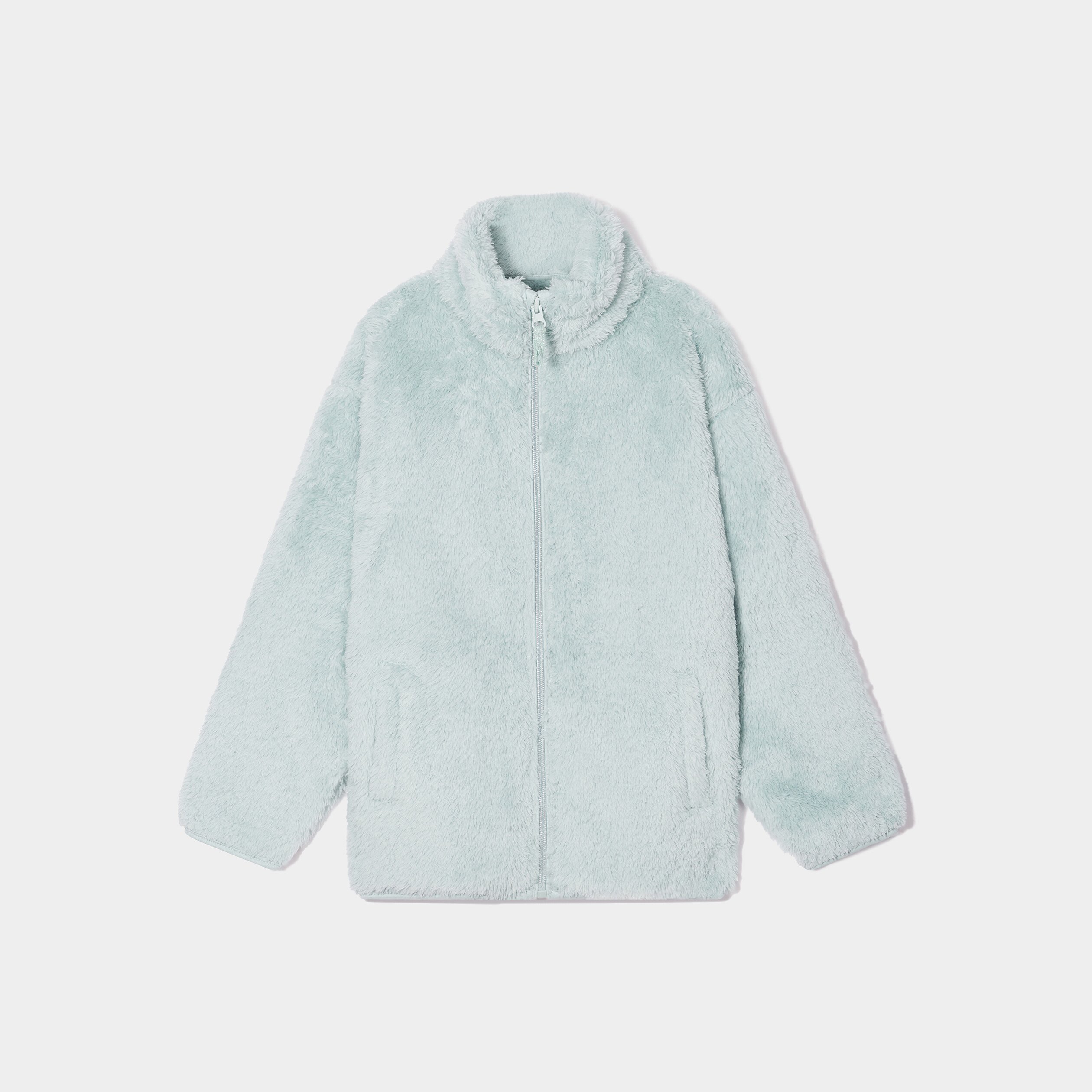 Gilet fausse fourrure col montant bleu gris fille | La Halle