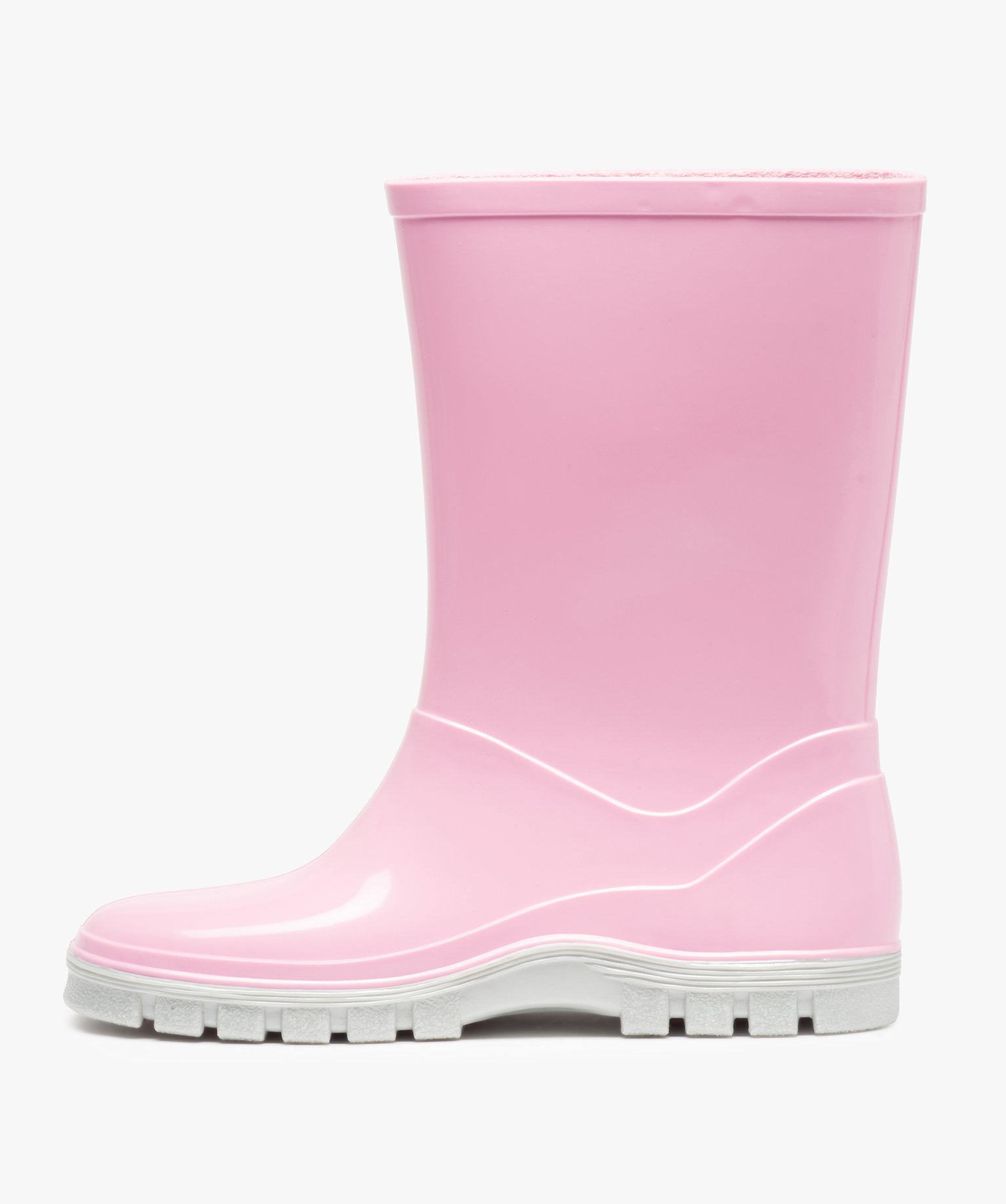 Bottes de pluie fille unies à semelle crantée contrastante rose | GEMO