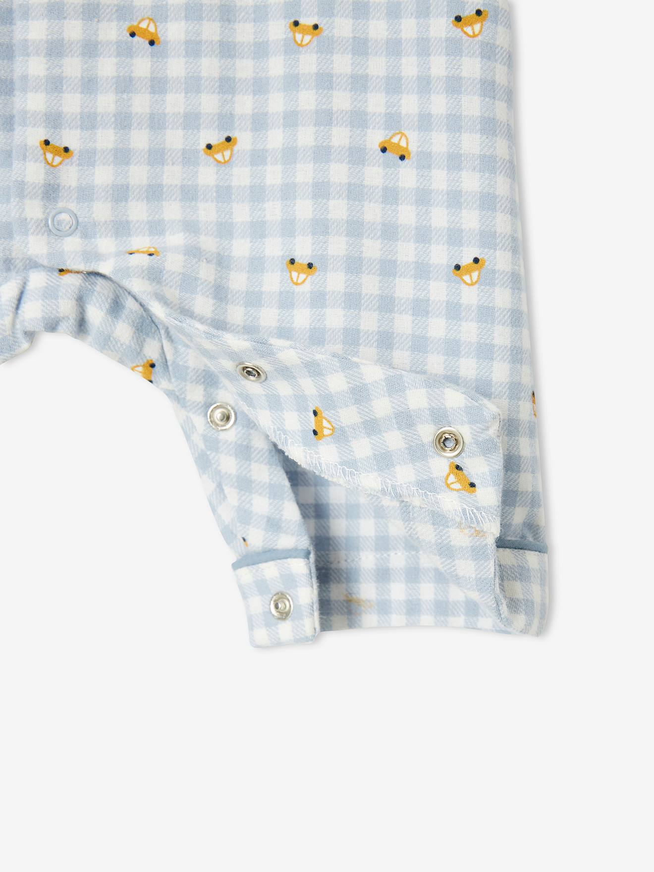 Vertbaudet Einteiliger Baby Schlafanzug, Flanell  Oeko-Tex - wollweiß kariert