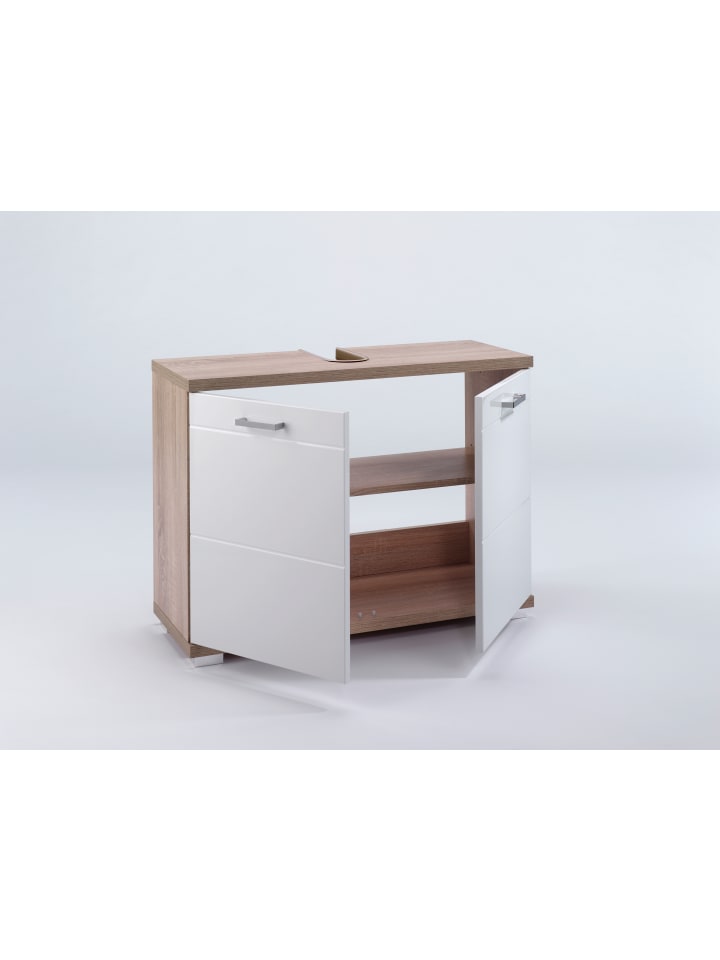 byLiving Waschbeckenunterschrank NEBRASKA in Sonoma Eiche / Weiß - (B) 80 x (H) 59 x (T) 31,5 cm günstig kaufen onesize