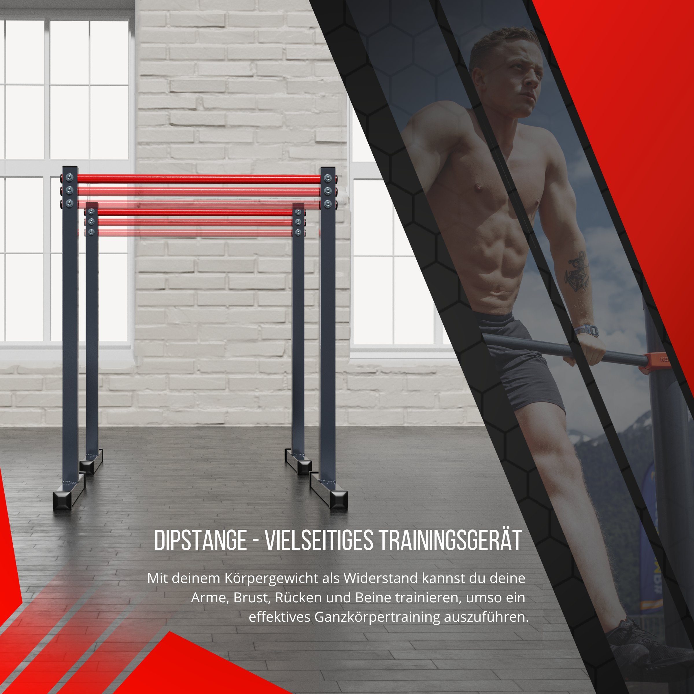 K-SPORT Kraftstation Dip Barren I Dip Sation I Dip- Stange bis 170kg, Made in EU