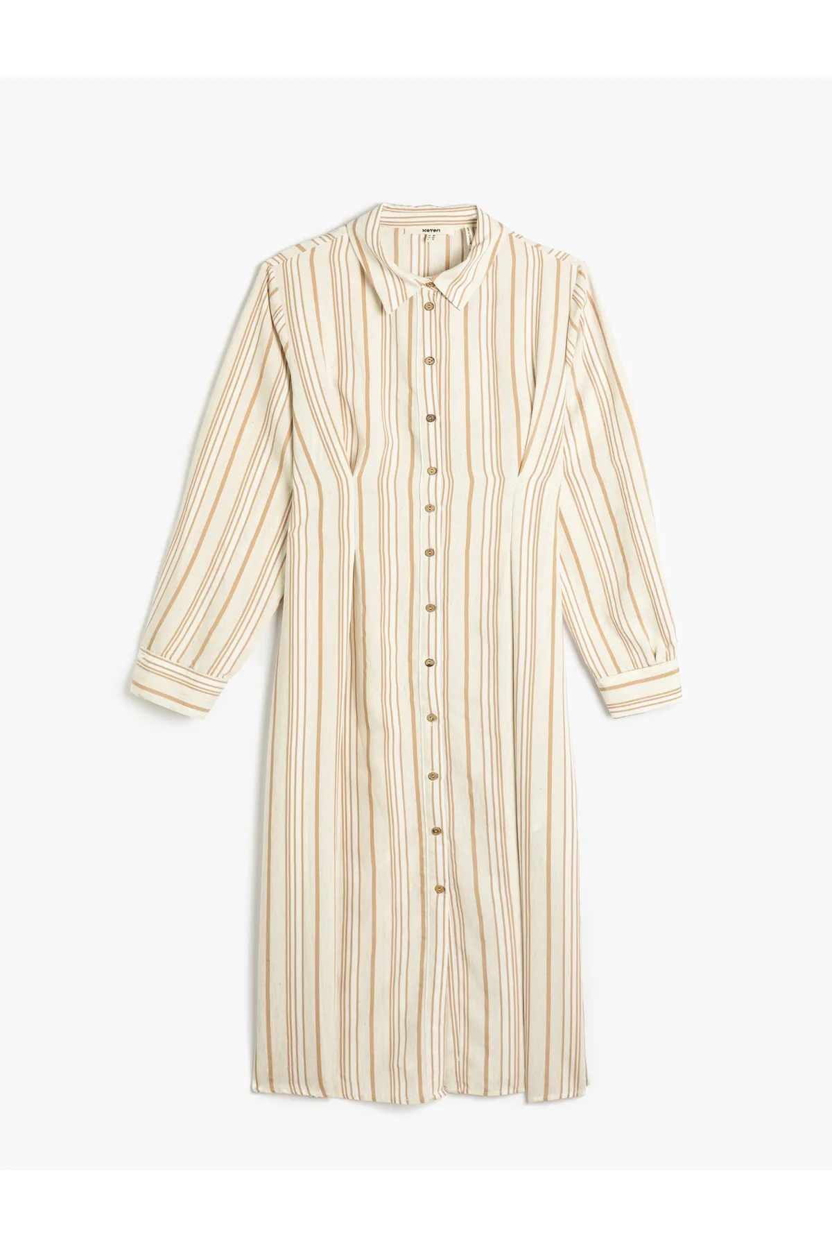 Koton  Hemdkleid aus Leinenmischung mit langen Ärmeln