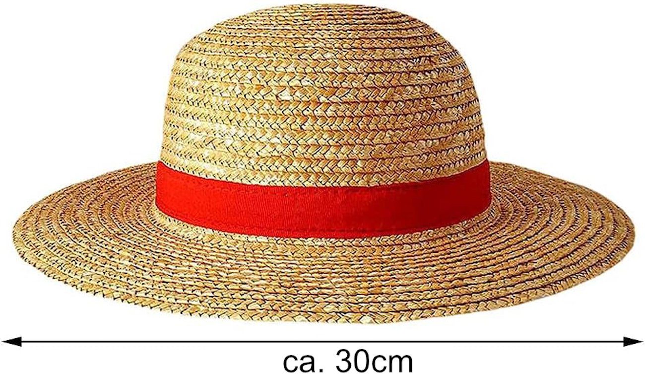 24costumes Strohhut Strohhut von Ruffy Luffy Piece Anime Cosplay Kostüm Anime Kinngurt, hochwertige Verarbeitung, Sonnenschutz, Anime Replica