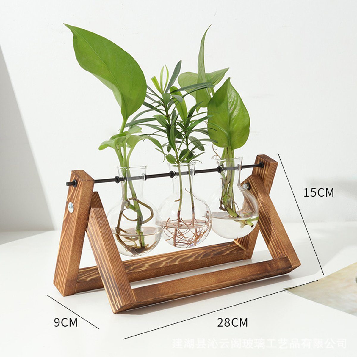 JedBesetzt Übertopf Flaschengarten, für Hydroponische Pflanzen,Holzständer 28*15*9cm