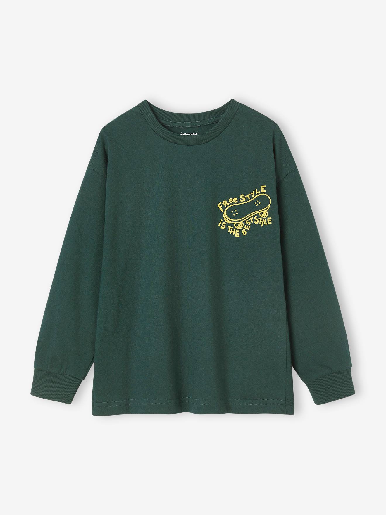 T-shirt motif cool poitrine garçon manches longues bordeaux