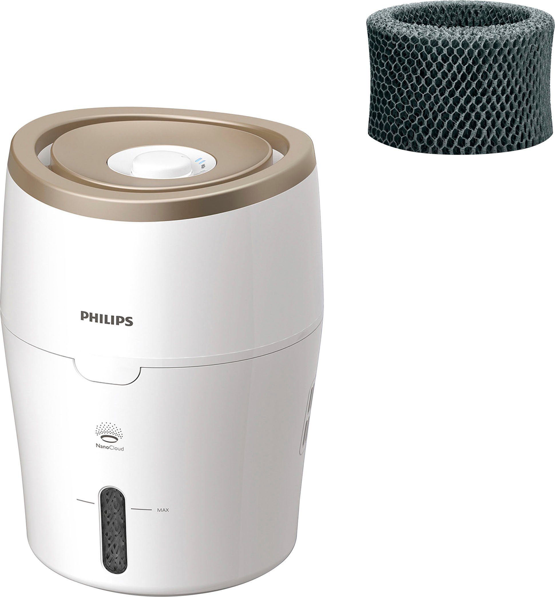 Philips Luftbefeuchter HU4811/10 2000 Serie, für 38 m² Räume, mit NanoCloud-Technologie