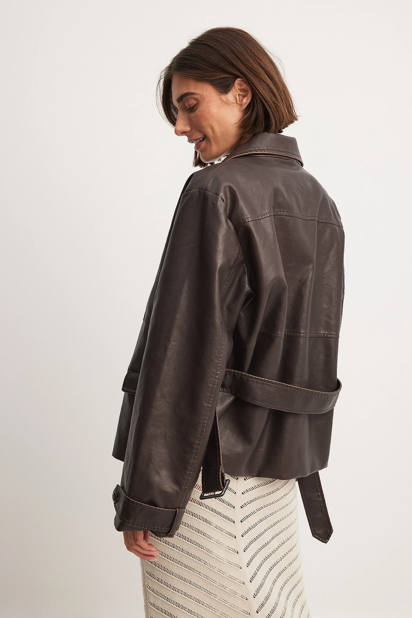 PU-Jacke mit Gürteldetail