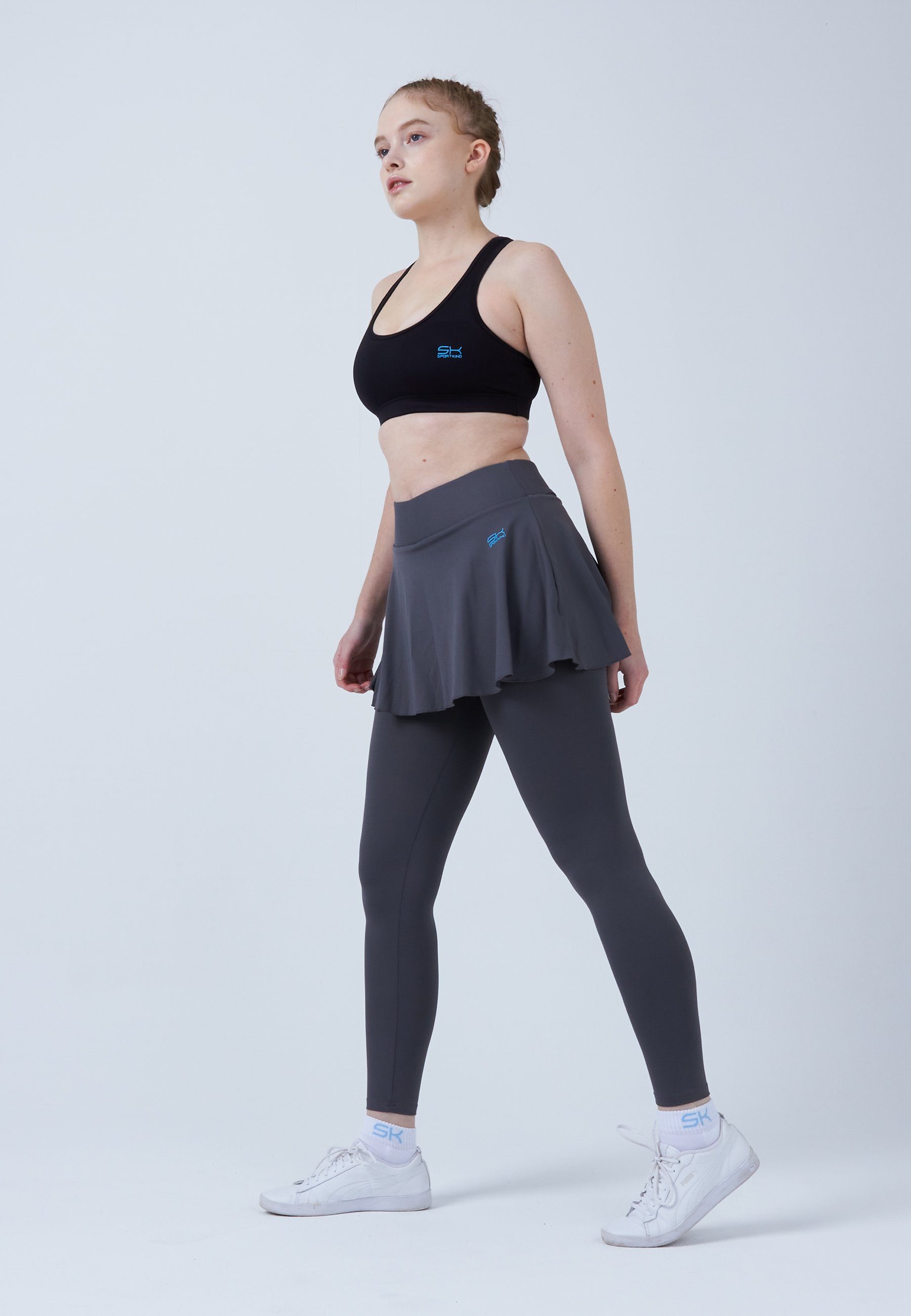 SPORTKIND Tennisrock Advantage 2-in-1 Tennis Skapri Rock mit Leggings Mädchen & Damen grau