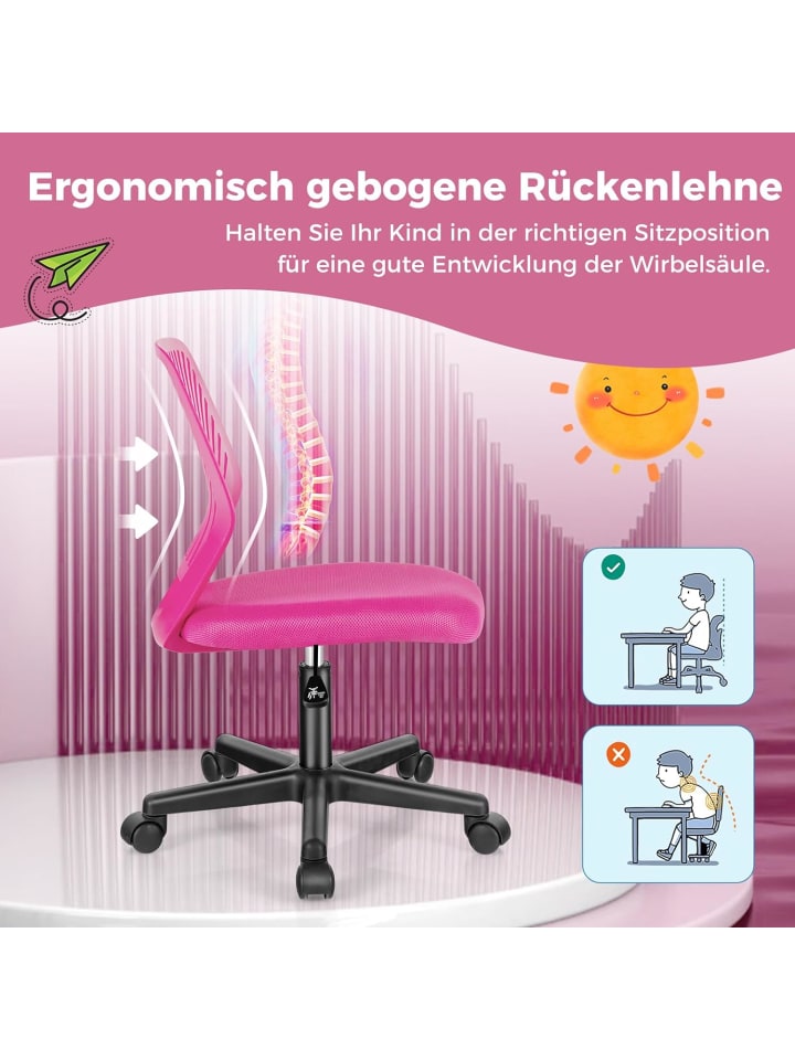COSTWAY Schreibtischstuhl für Kinder in Rosa günstig kaufen onesize