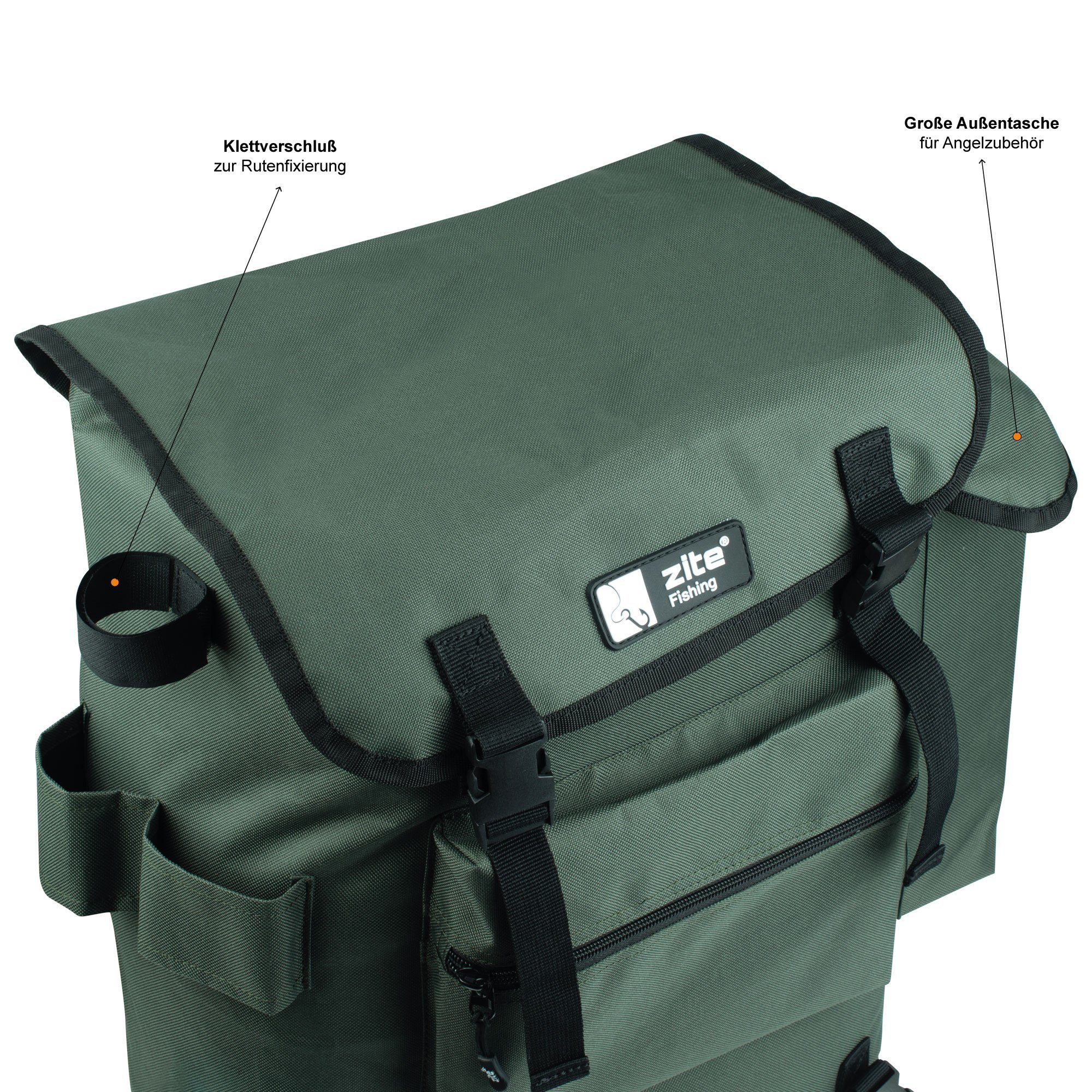 Zite Angelrucksack Multifunktionaler ISO Rucksack mit abnehmbarem Kühlfach