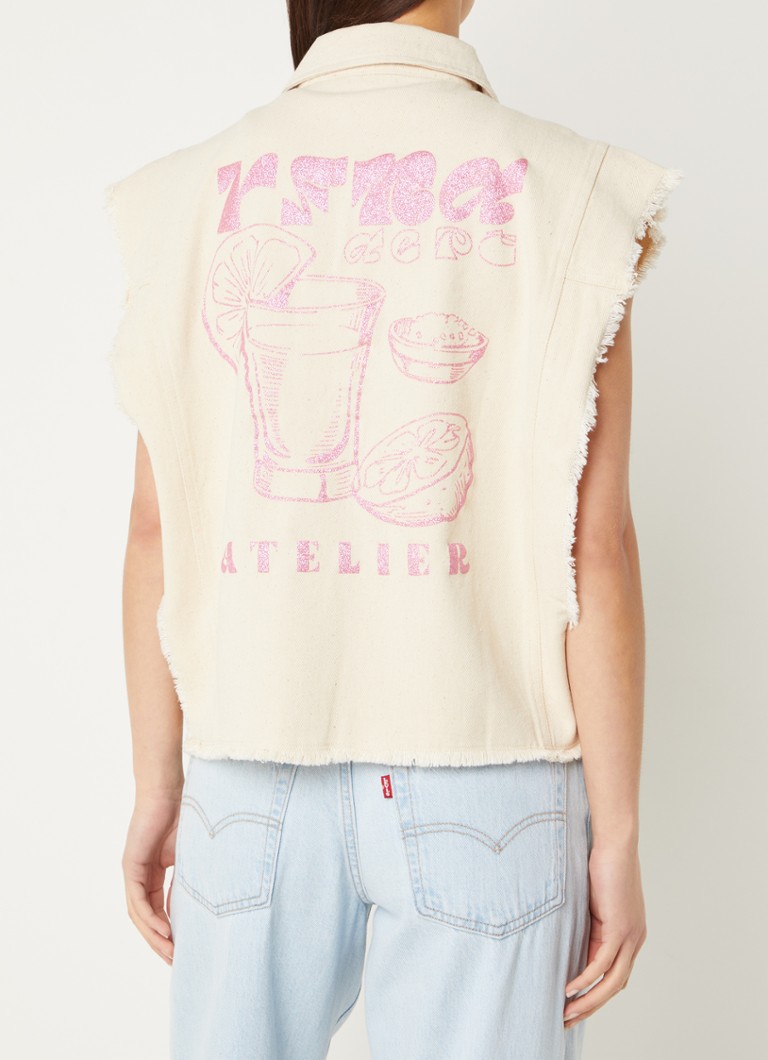 Refined Department Marly sleeveless jacket with back print and chest pockets