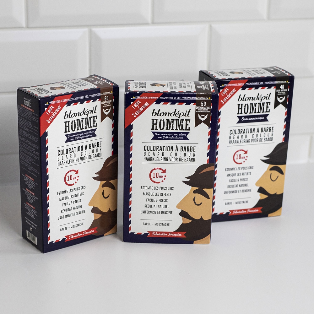 blondepil COLORATION A BARBE BLOND NATUREL - Barbe & Moustache - Kit 3 utilisations Coloration pour barbe